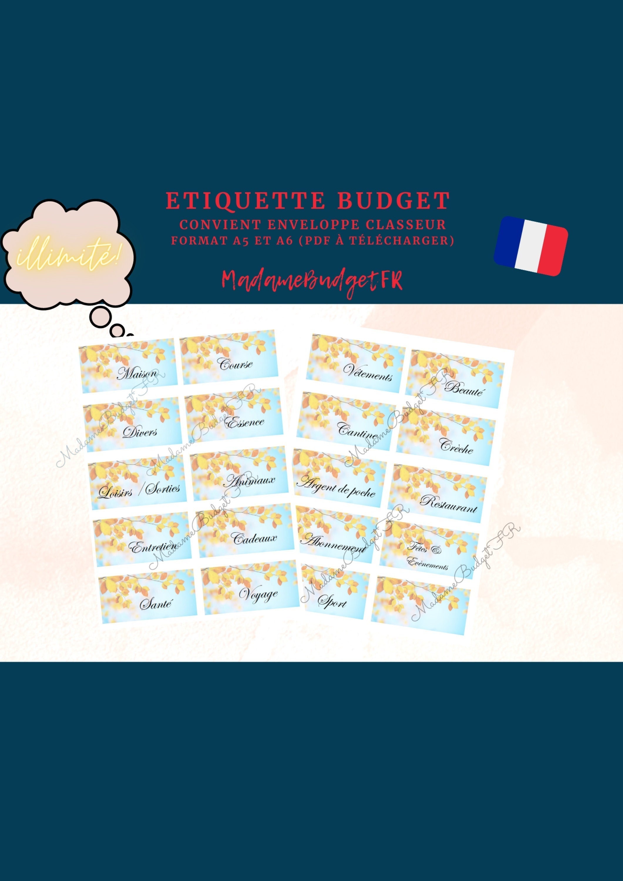 Etiquette pour enveloppe budget a5 - a6 pdf à télécharger : par