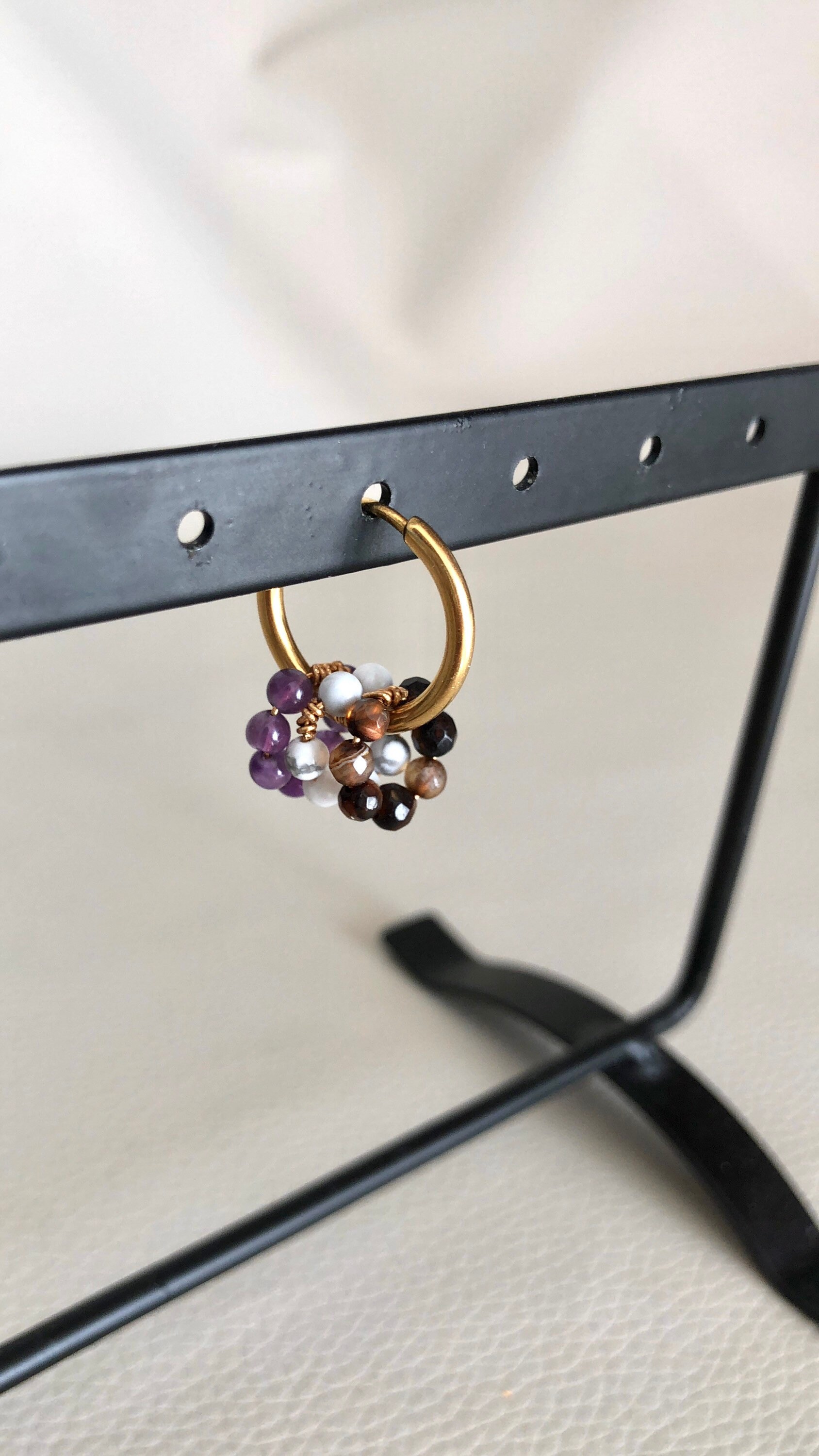 Boucles D'oreilles Créoles Anneaux – Plaqué Or – Vintage – Occasion