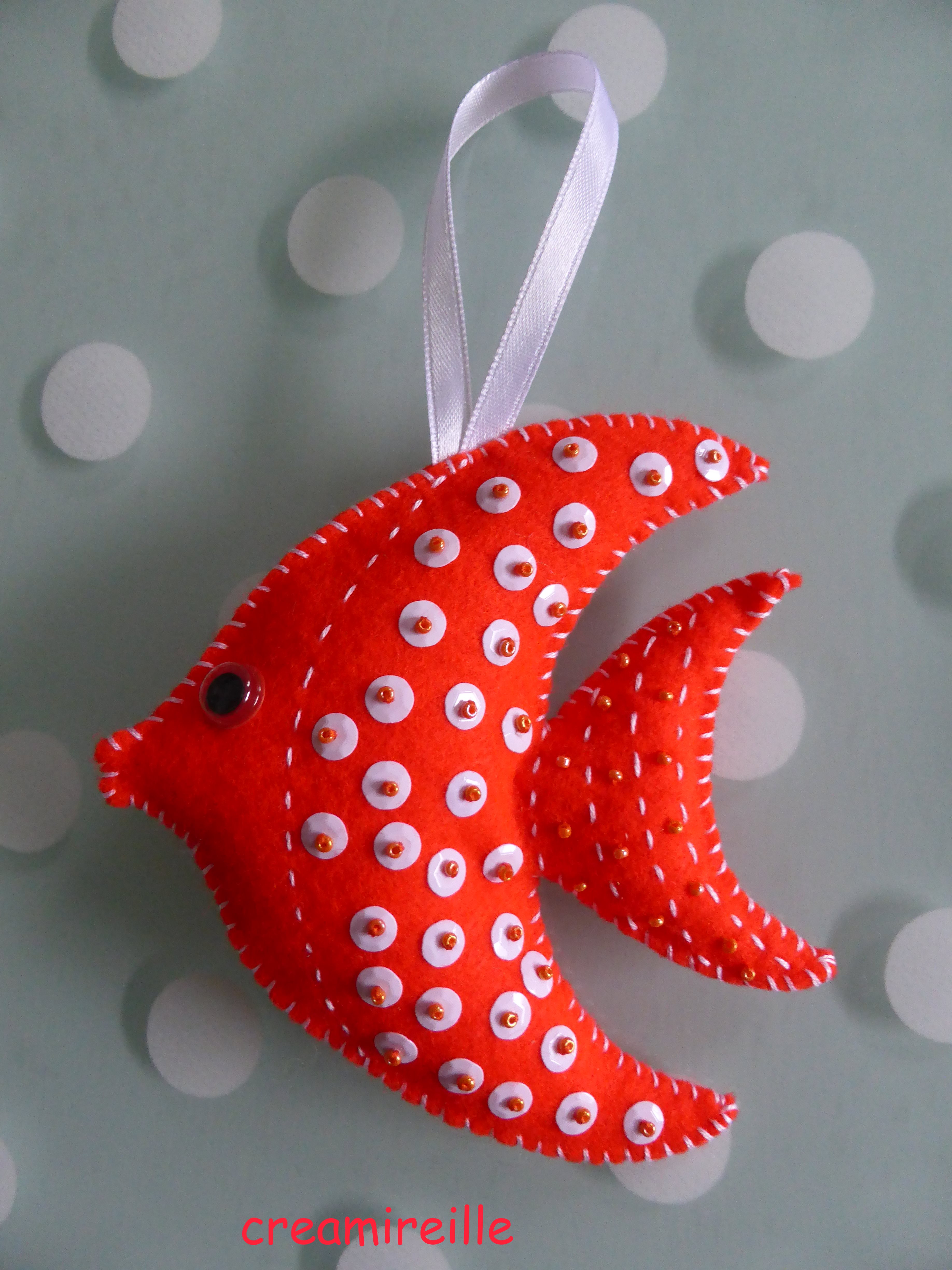 Poisson Lune En Feutrine Orange Fluo Decoration Pour Enfants Par Creamireille