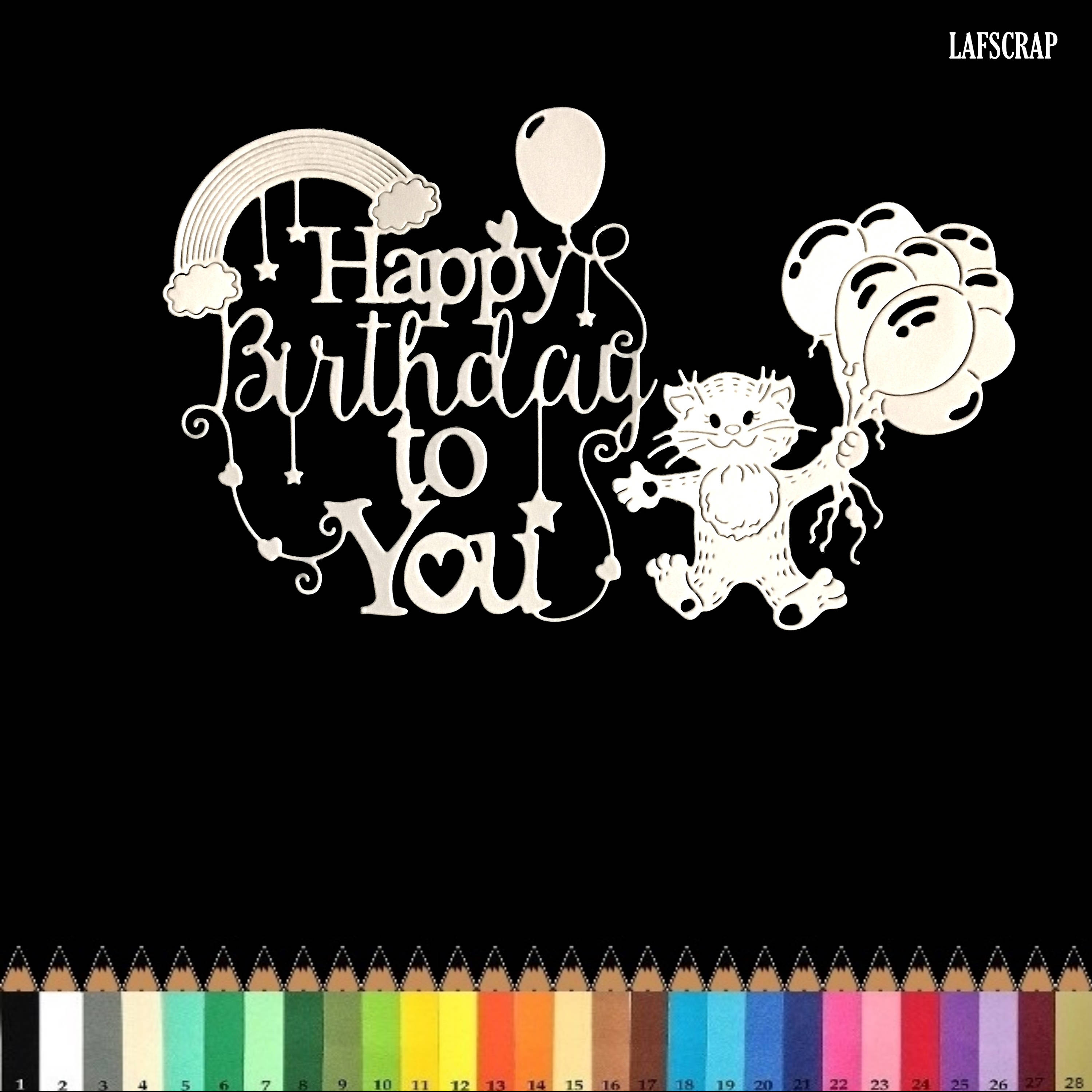 Lot Decoupes Scrapbooking Scrap Chat Animal Bebe Anniversaire Ballon Mot Joyeux Anniversaire Decoupe Papier Embellissement Die Cut Creation Scrapbooking Par Lafscrap