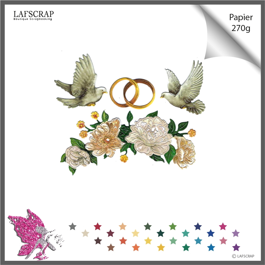 Decoupes Scrapbooking Oiseau Colombe Mariage Noces Alliances Bague Decoupe Papier Embellissement Album Materiel Et Fournitures Mercerie Par Lafscrap