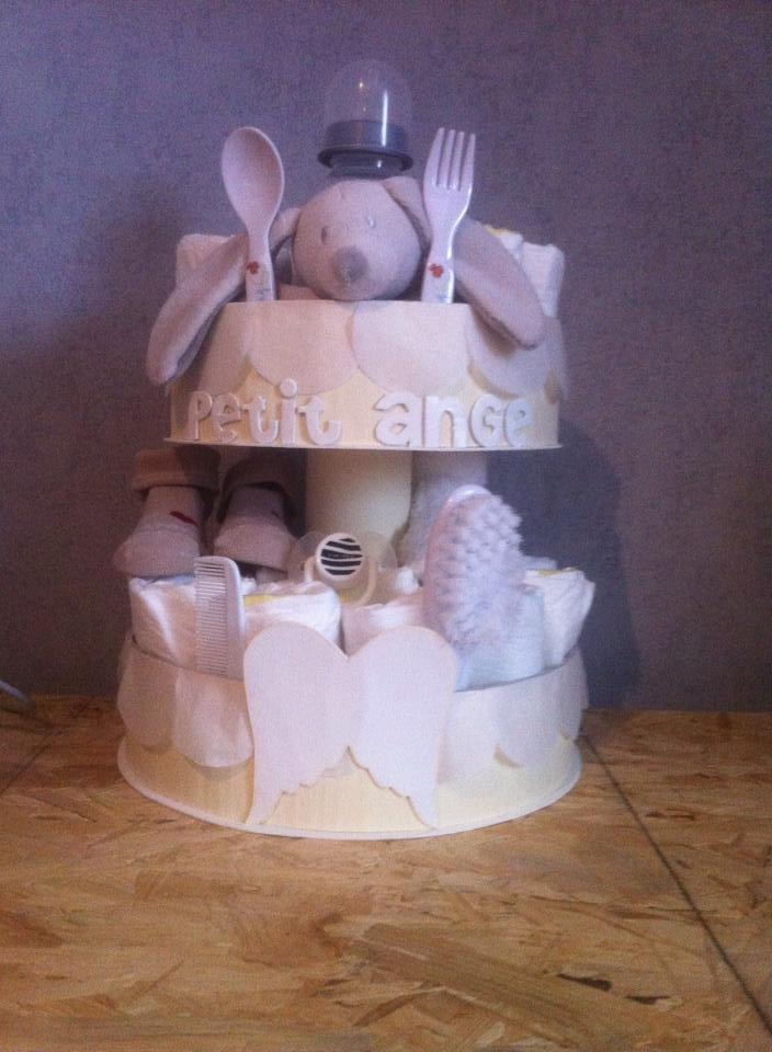 Gateau De Couches Mixte Personnalisable Petit Ange Accessoires Bebe Par Lafeebulle