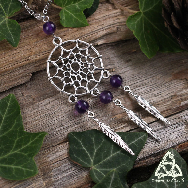 Collier Capteur de Rêve Dream Catcher Plumes Pendentif Bijoux Necklace Attrape 
