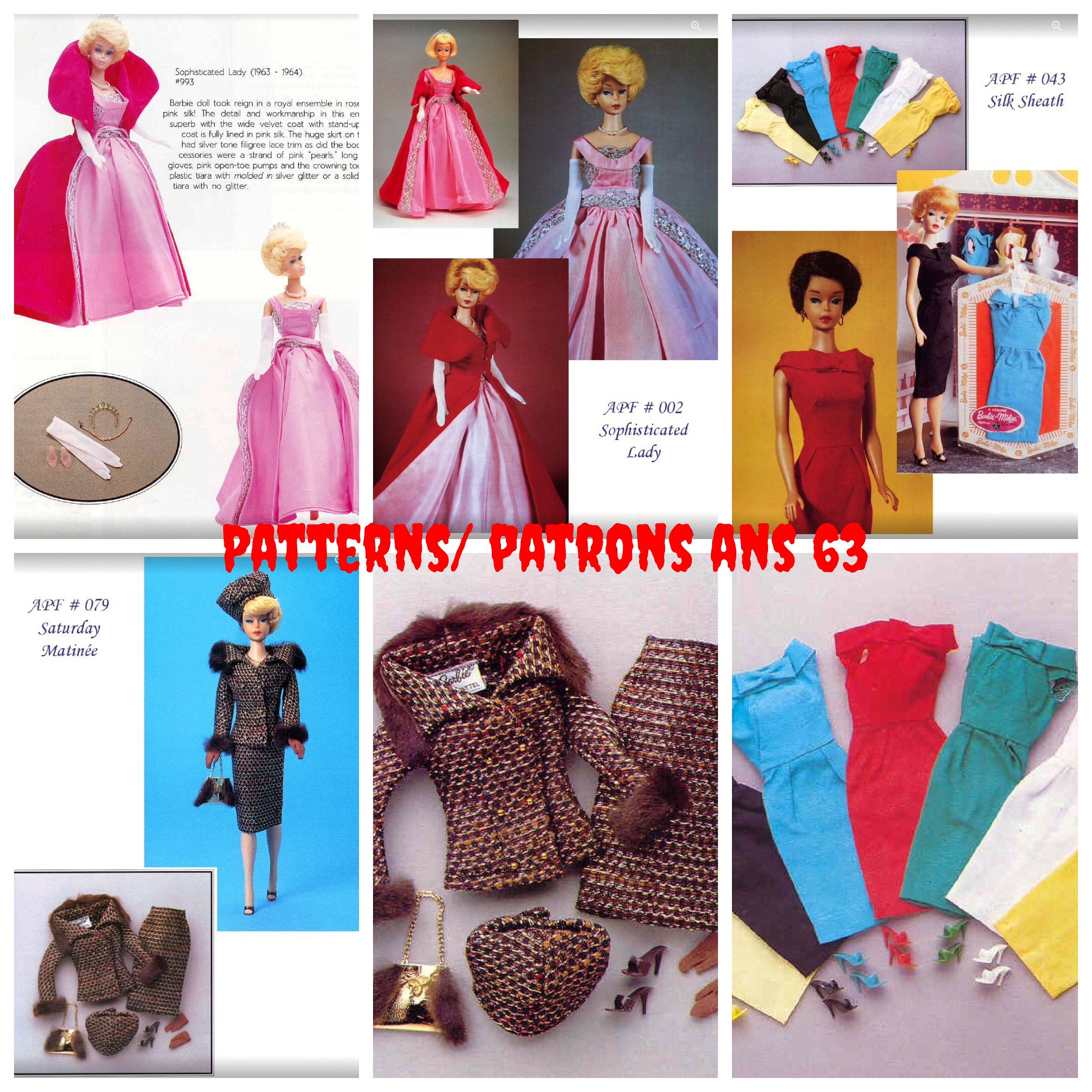 Petite livre vintage couture ,3 modelés vêtements poupée barbie en
