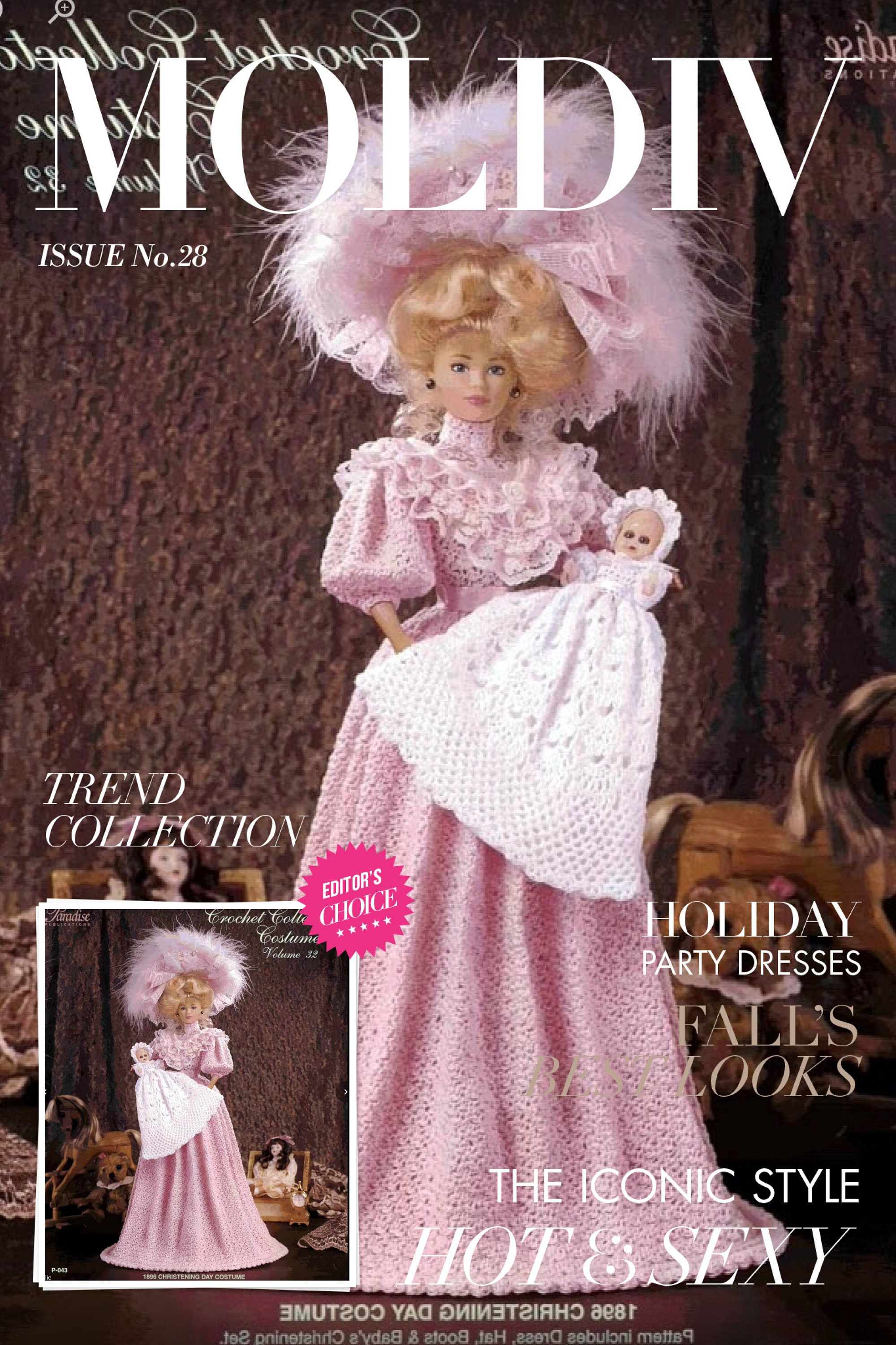 Modeles chic robe accessoires robe bapteme de bebe au crochet pour poupee barbie .pattern tutoriels en anglais format pdf patrons et modeles par yulona