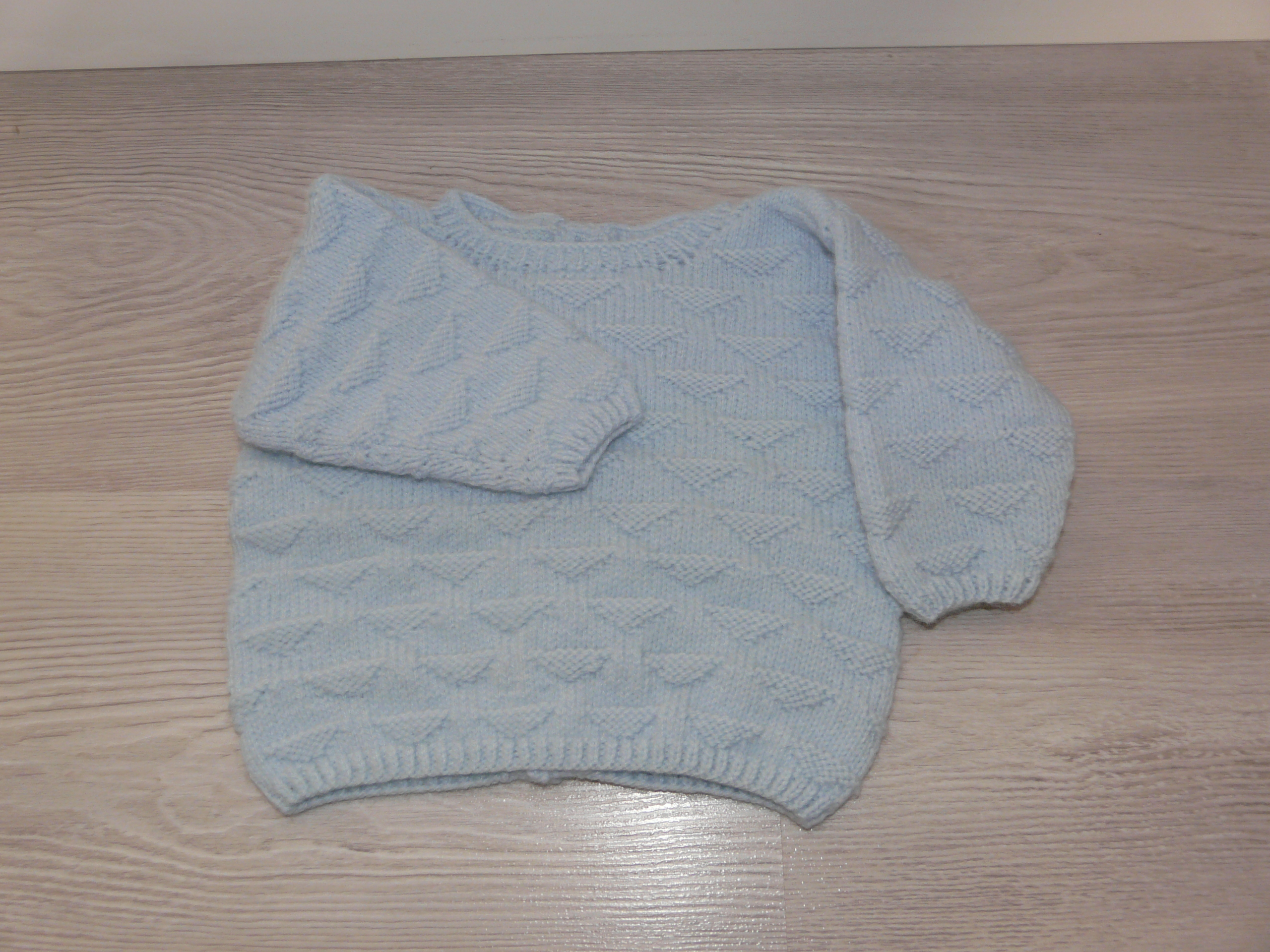 Pull Brassiere Bebe 0 3 Mois Bleu Horizon Tricot Fait Main Cadeau Naissance Accessoires Bebe Par Catricote
