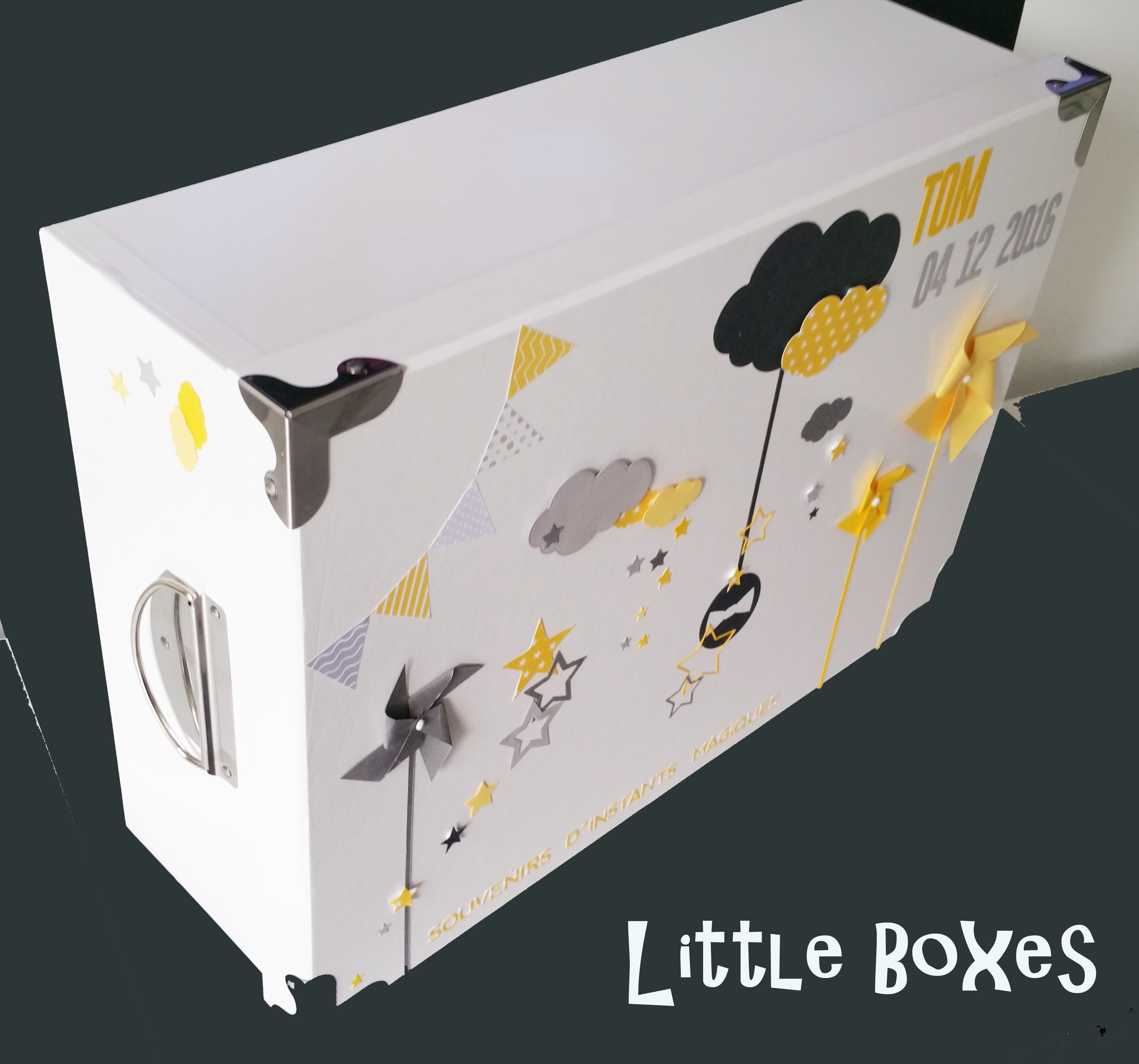 Boite A Souvenir Them Moulin A Vent Jaune Et Gris Accessoires Bebe Par Littleboxes Boite A Souvenir Them Moulin A Vent Jaune Et Gris Accessoires Bebe Par Littleboxes