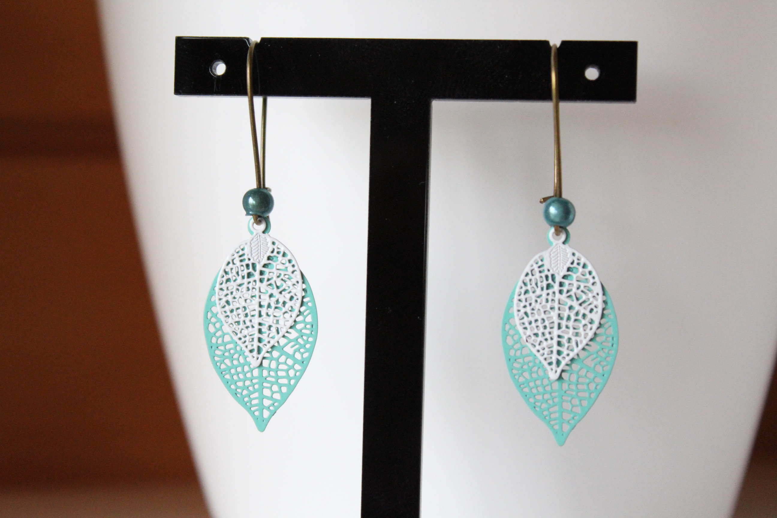 oreilles pour femmes en forme de feuille en argent 925#SO-17