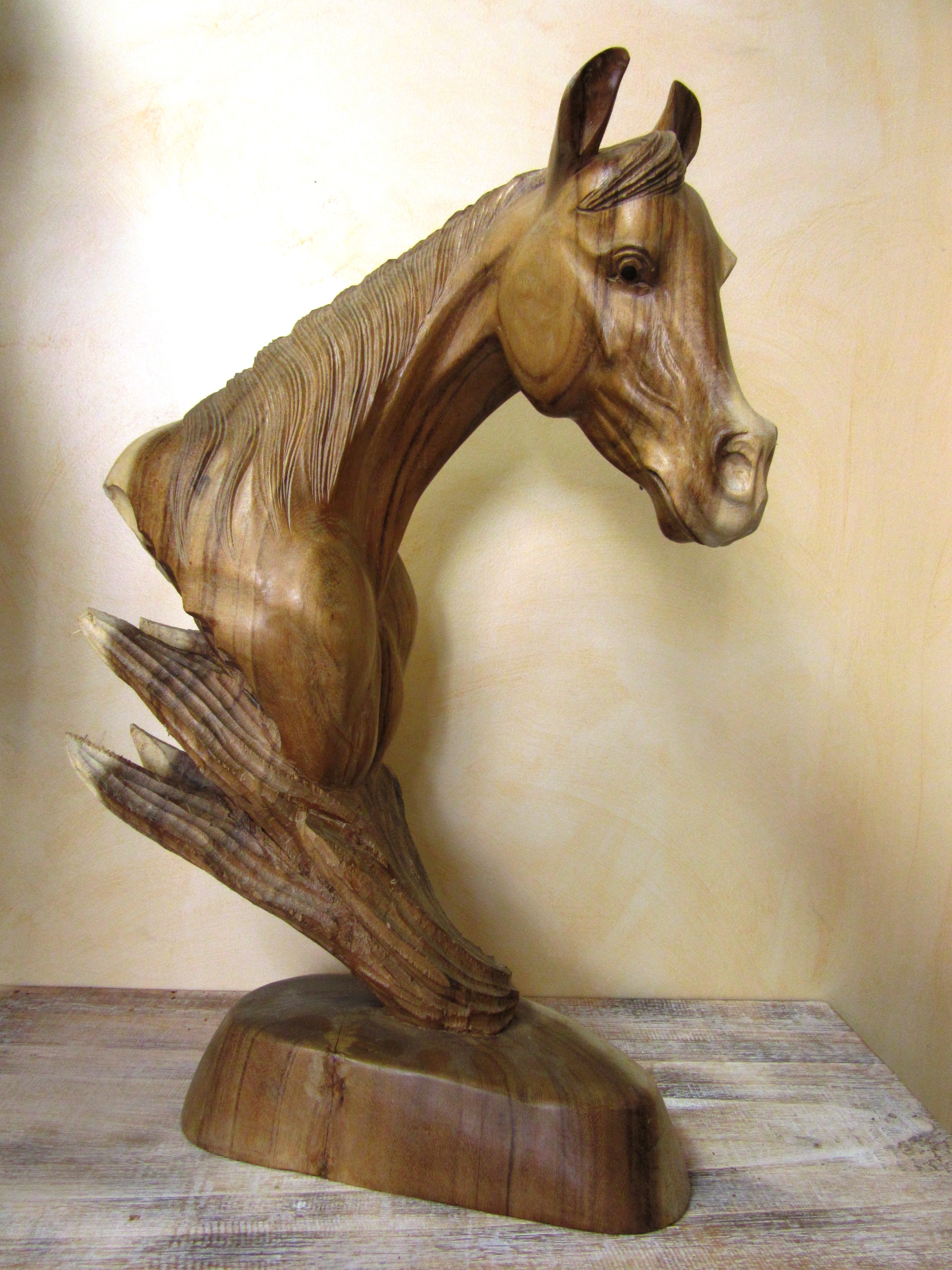 Sculpture Tête de Cheval en Bois Flotté 70 cm