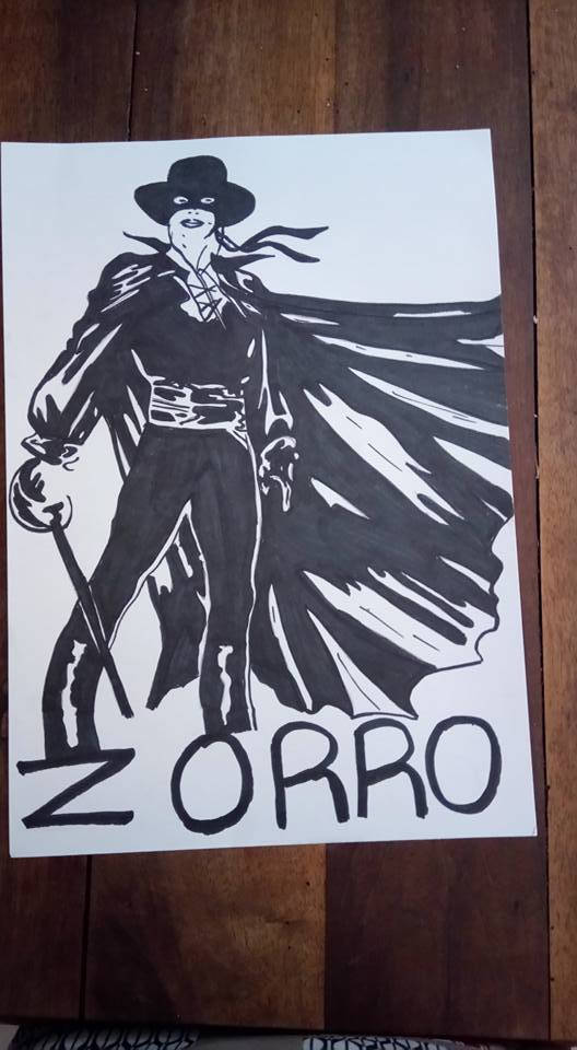 Dessin noir et blanc zorro par eliecreation