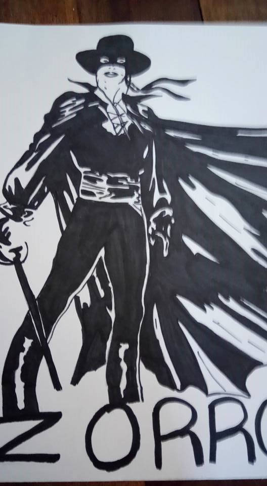 Dessin noir et blanc zorro par eliecreation