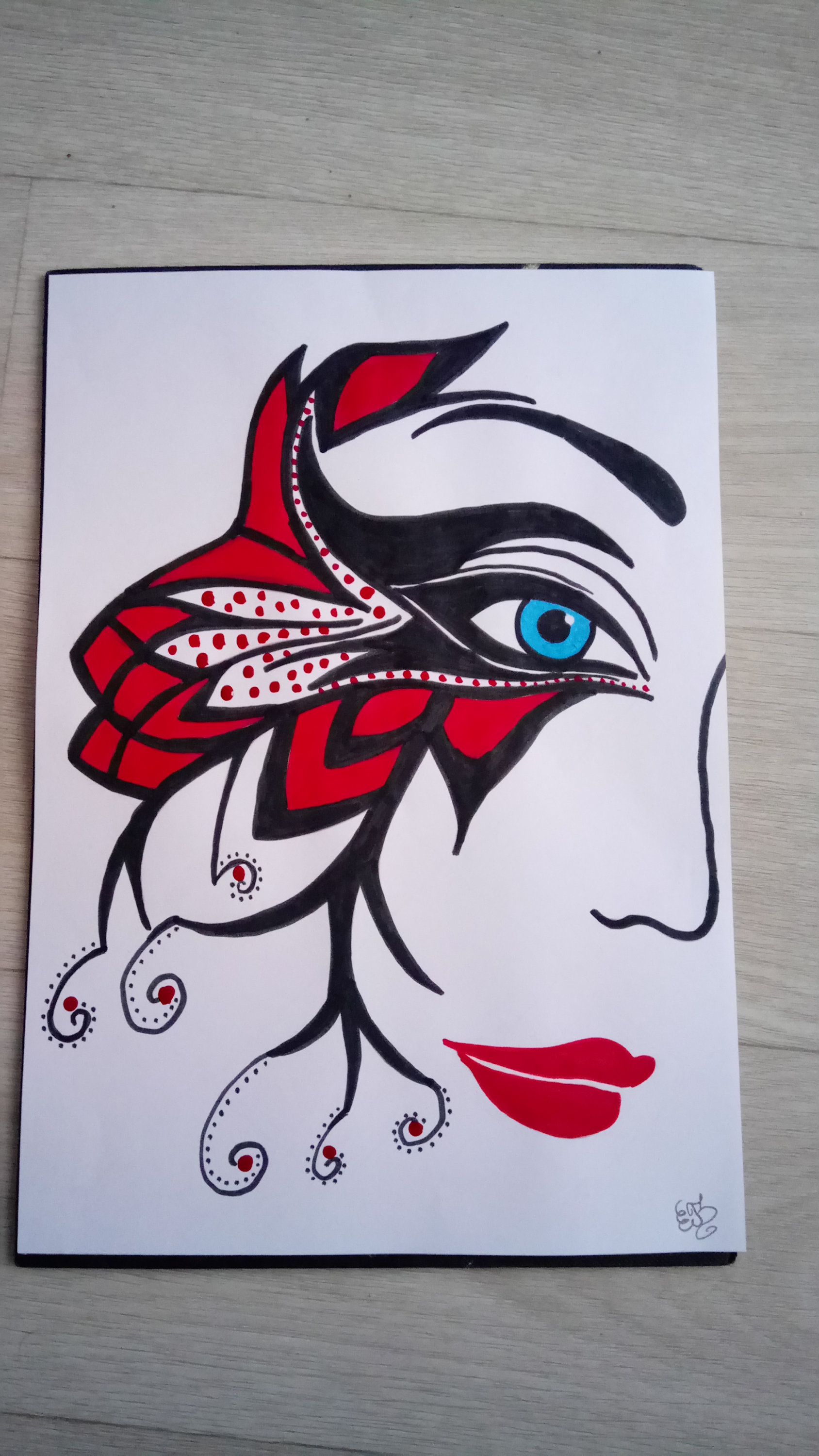  Dessin  femme visage  abstrait  par eliecreation