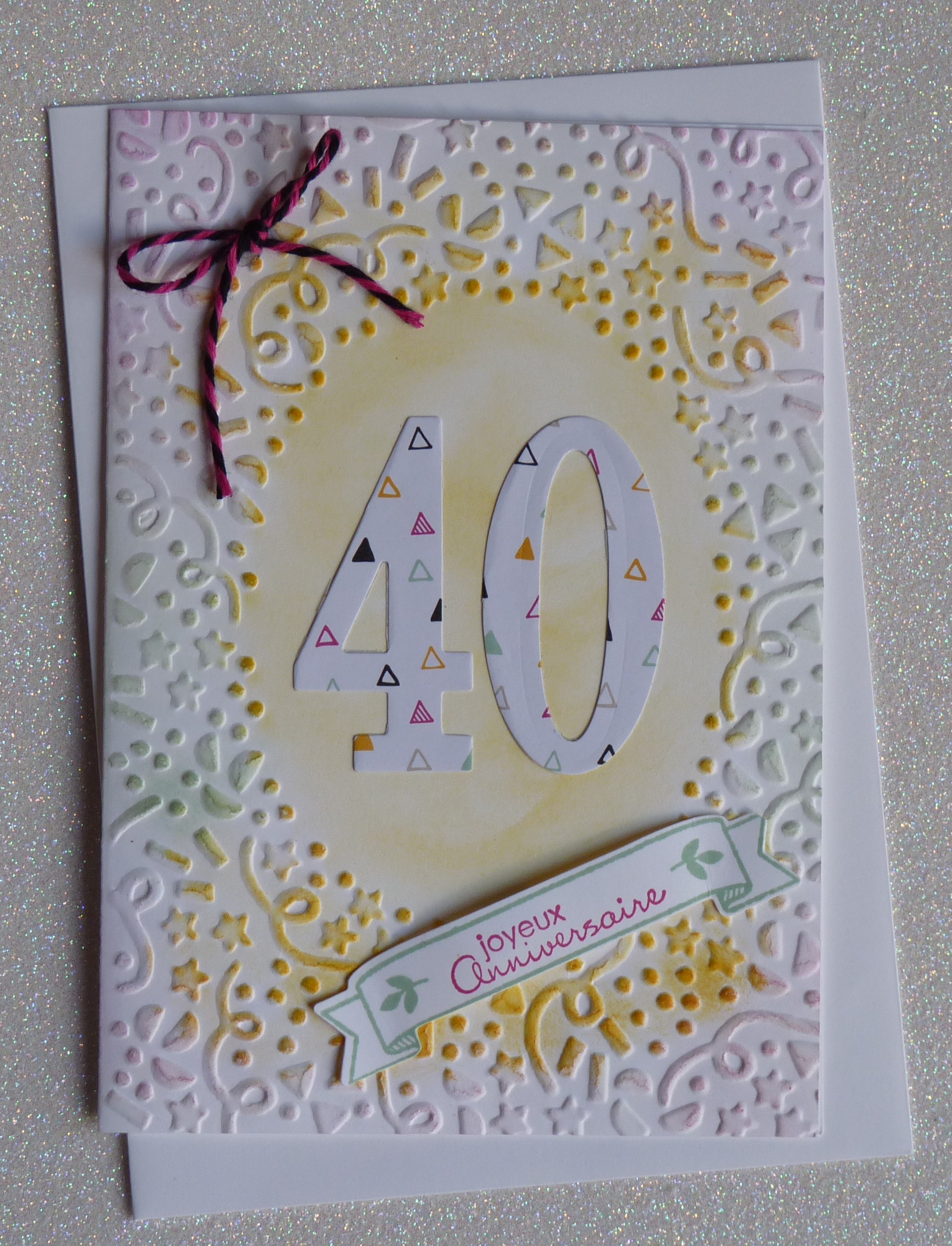 Carte d'anniversaire 40 ans fait-main et son enveloppe : par beacreations