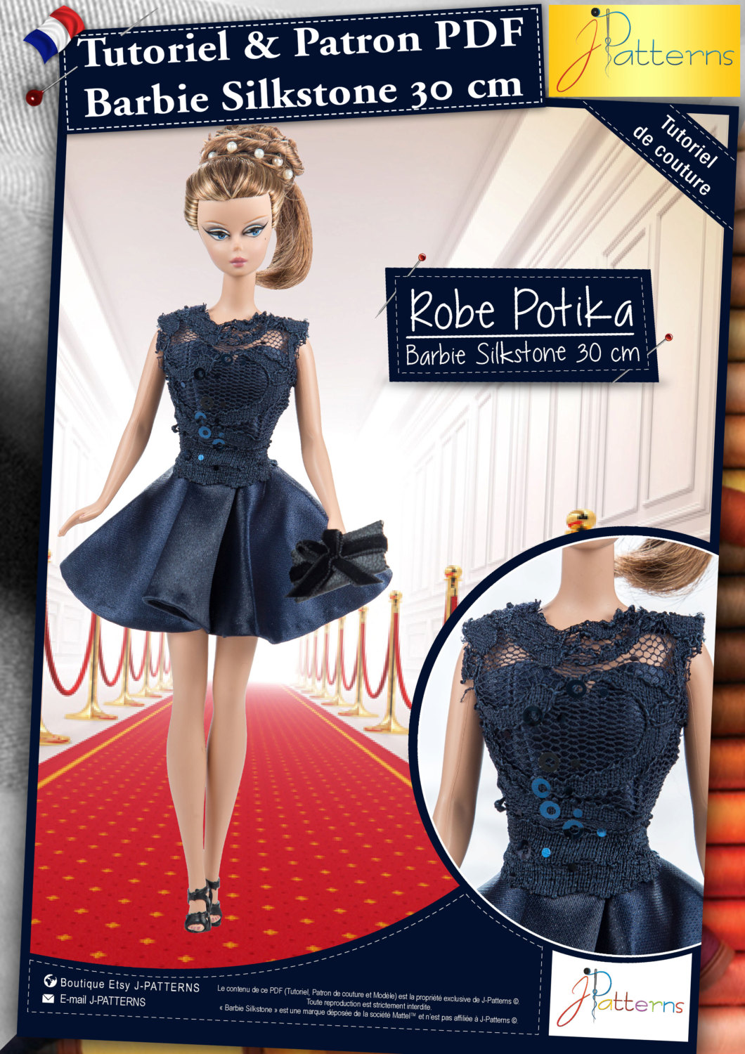 white christmas dresses Modern Art Barbie Doll main image 1