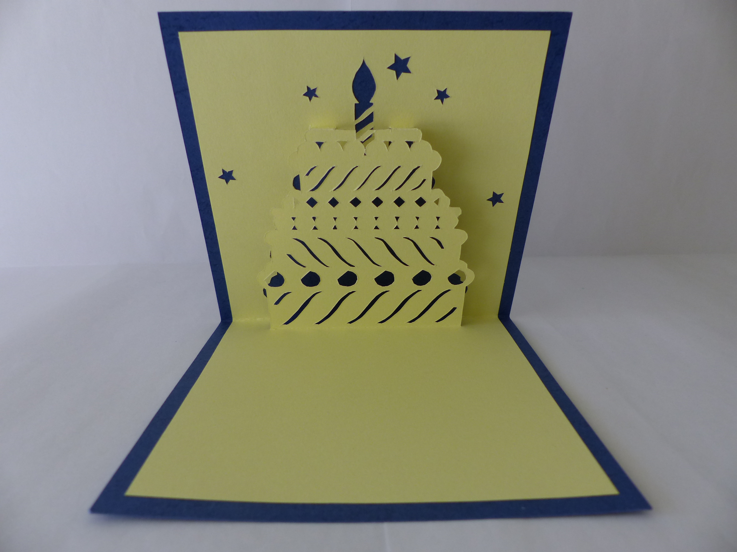 Carte Gâteau d'anniversaire pour anniversaire en relief 3D kirigami couleur  bleu roi