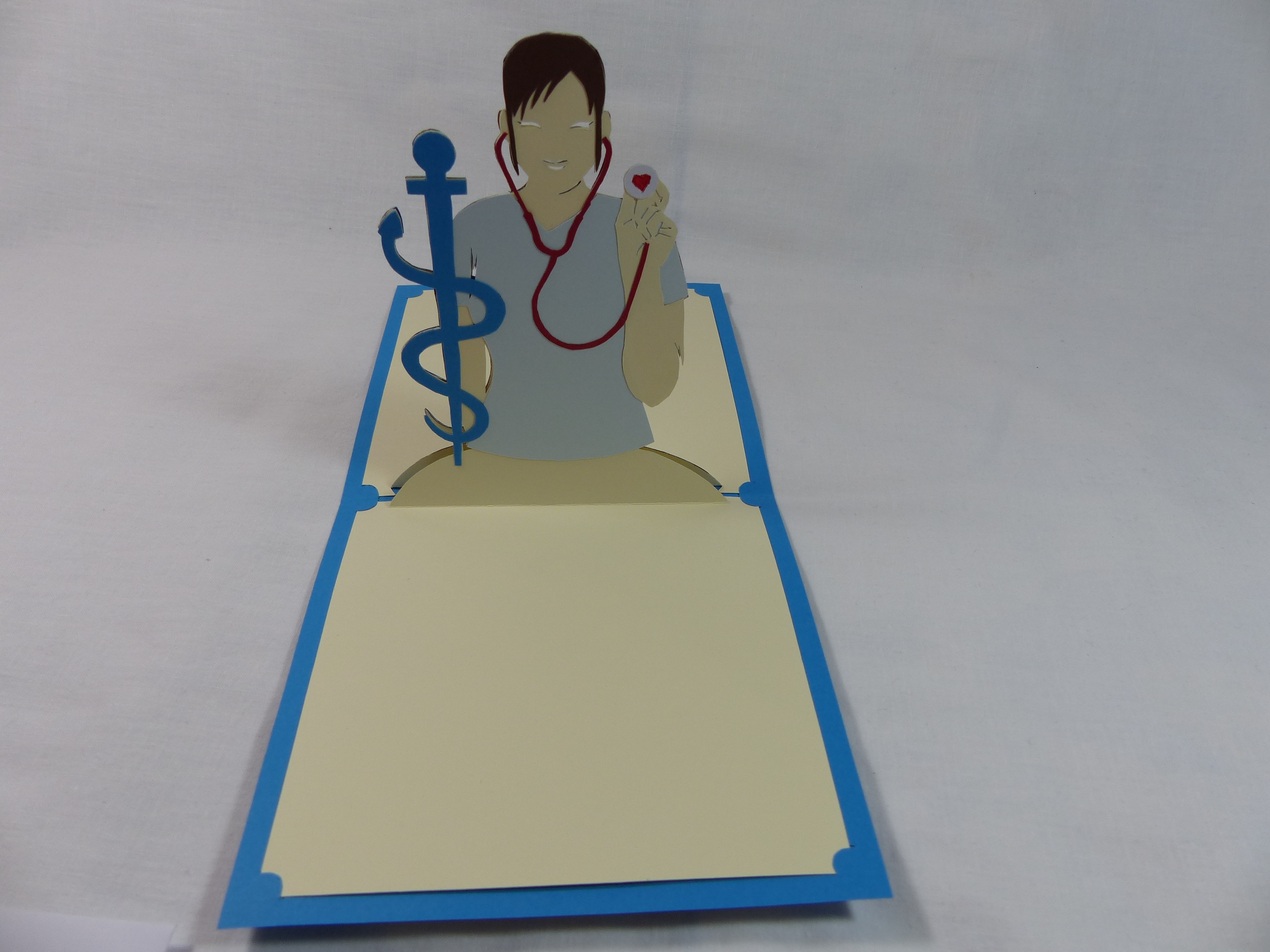 Carte Infirmiere Pour Anniversaire Ou Autre Occasion En Relief 3d Kirigami Couleur Bleu Turquoise Et Ivoire Enfants Cartes Faire Part Naissance Par Cartofil