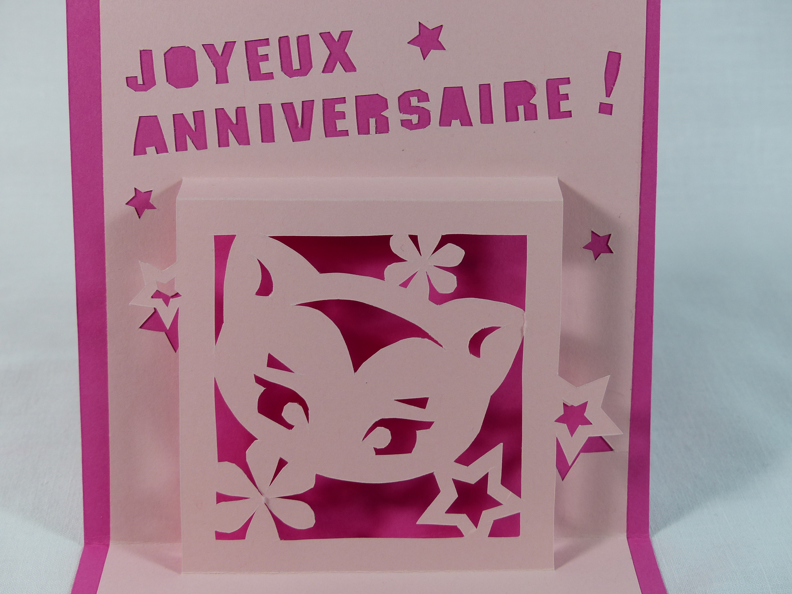 Carte Chaton Joyeux Anniversaire En Relief 3d Kirigami Couleur Rose Fushia Et Rose Papeterie Cartes 3d Par Cartofil Carte Chaton Joyeux Anniversaire En Relief 3d Kirigami Couleur Rose Fushia Et Rose Papeterie Cartes 3d Par Cartofil