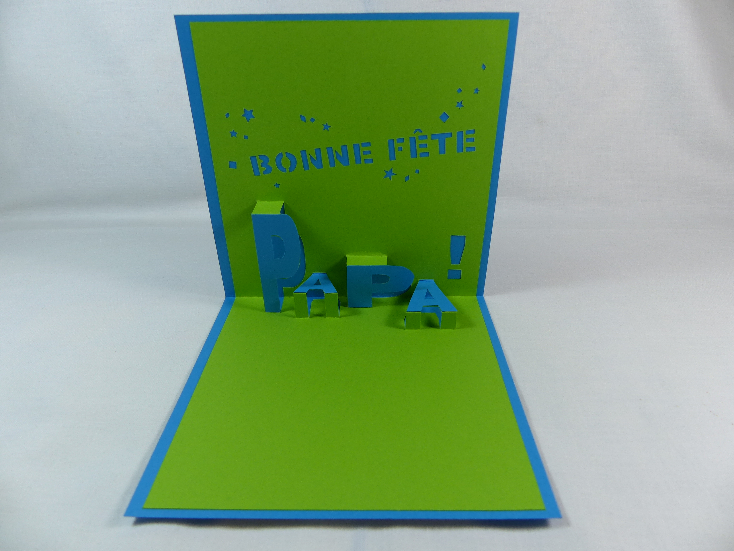 Carte Fete Des Peres En Relief Kirigami 3d Couleur Bleu Turquoise Et Vert Menthe Papeterie Cartes 3d Par Cartofil