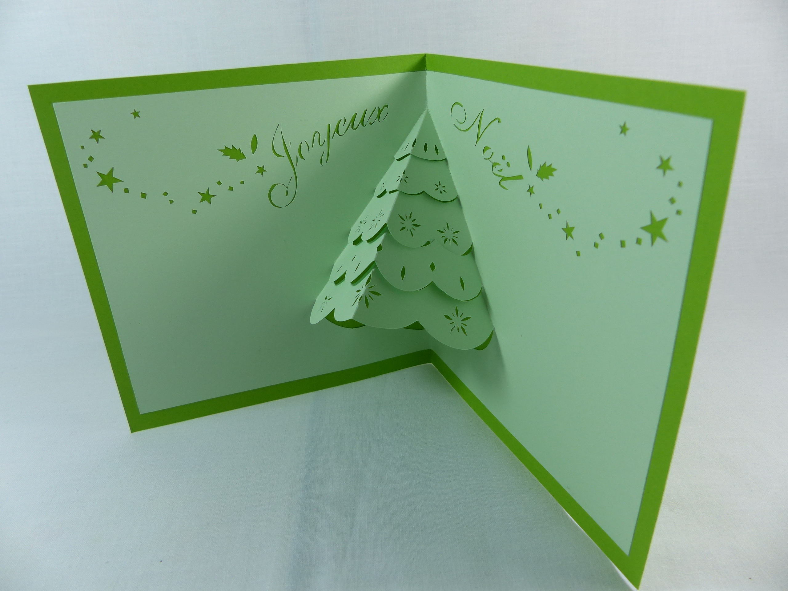 Carte De Vœux Sapin En Relief 3d Kirigami Couleur Vert Menthe Et Vert Pale Papeterie Cartes Autres Occasions Par Cartofil