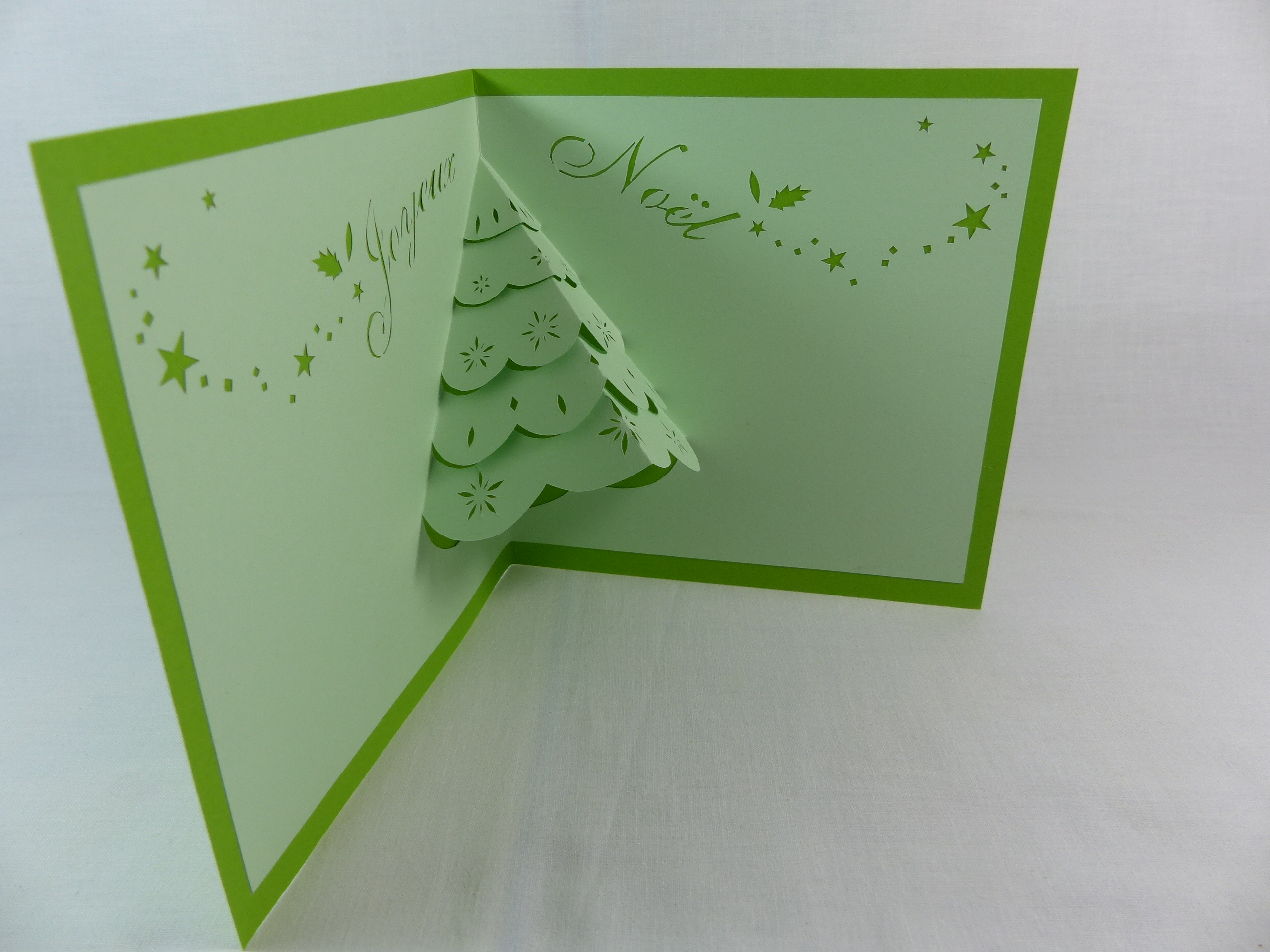 Carte De Vœux Sapin En Relief 3d Kirigami Couleur Vert Menthe Et Vert Pale Papeterie Cartes Autres Occasions Par Cartofil