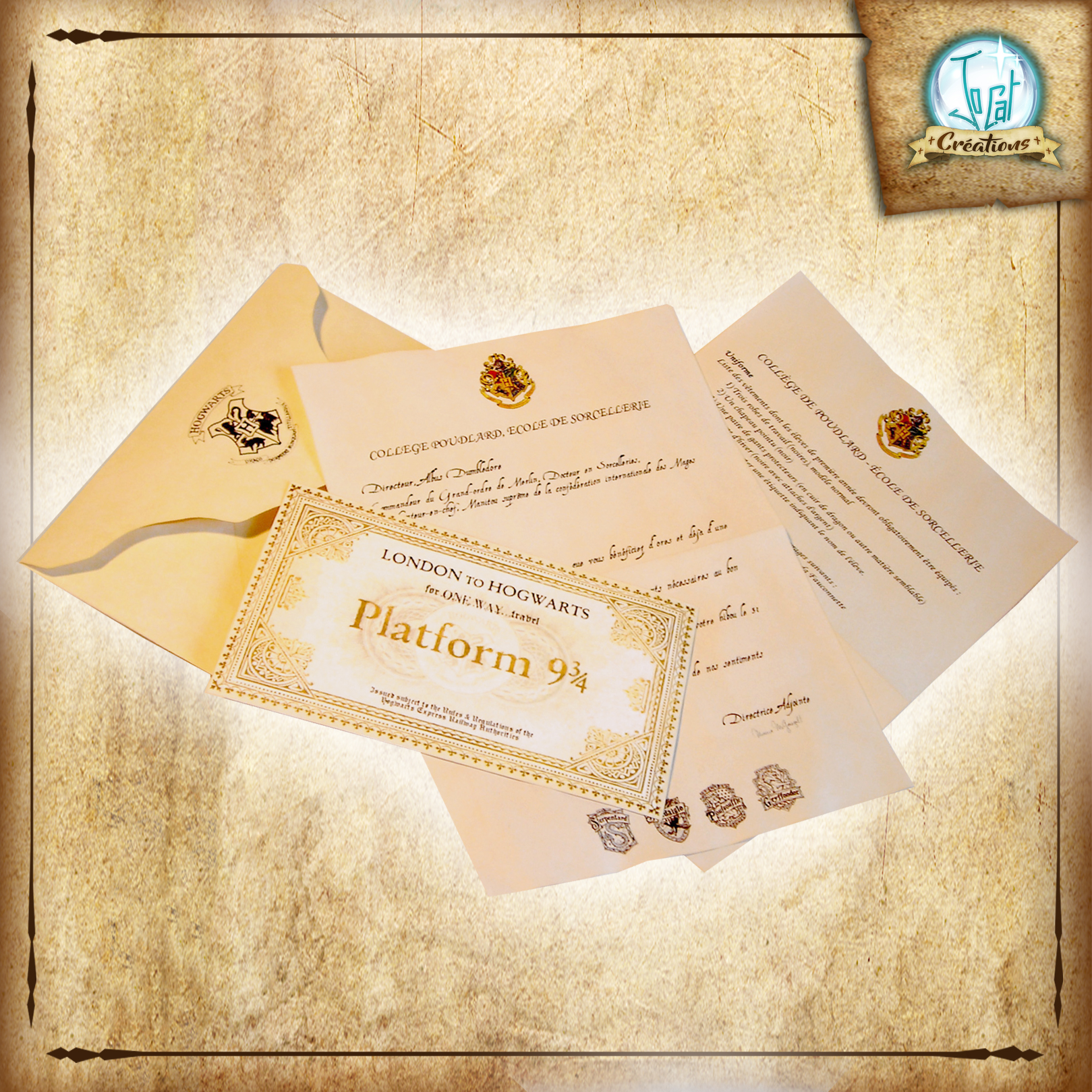 Lettre Harry Potter à Imprimer Gratuit Lettre d'acceptation à poudlard personnalisée, 6 langues au choix, inspiration harry potter : objets-de-collection par jocat-creations