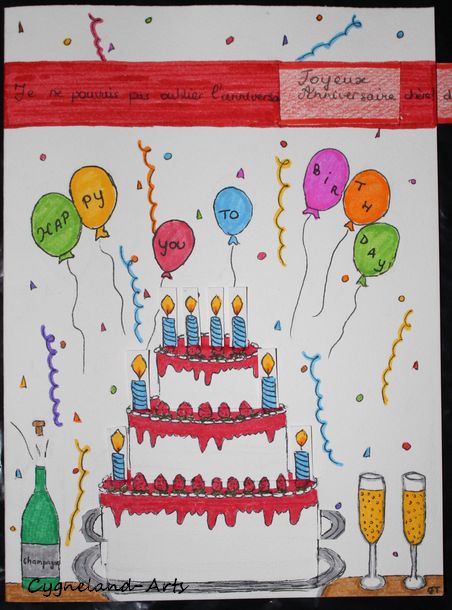 Carte Gateau Anniversaire Par Cygnelandarts Carte Gateau Anniversaire Par Cygnelandarts