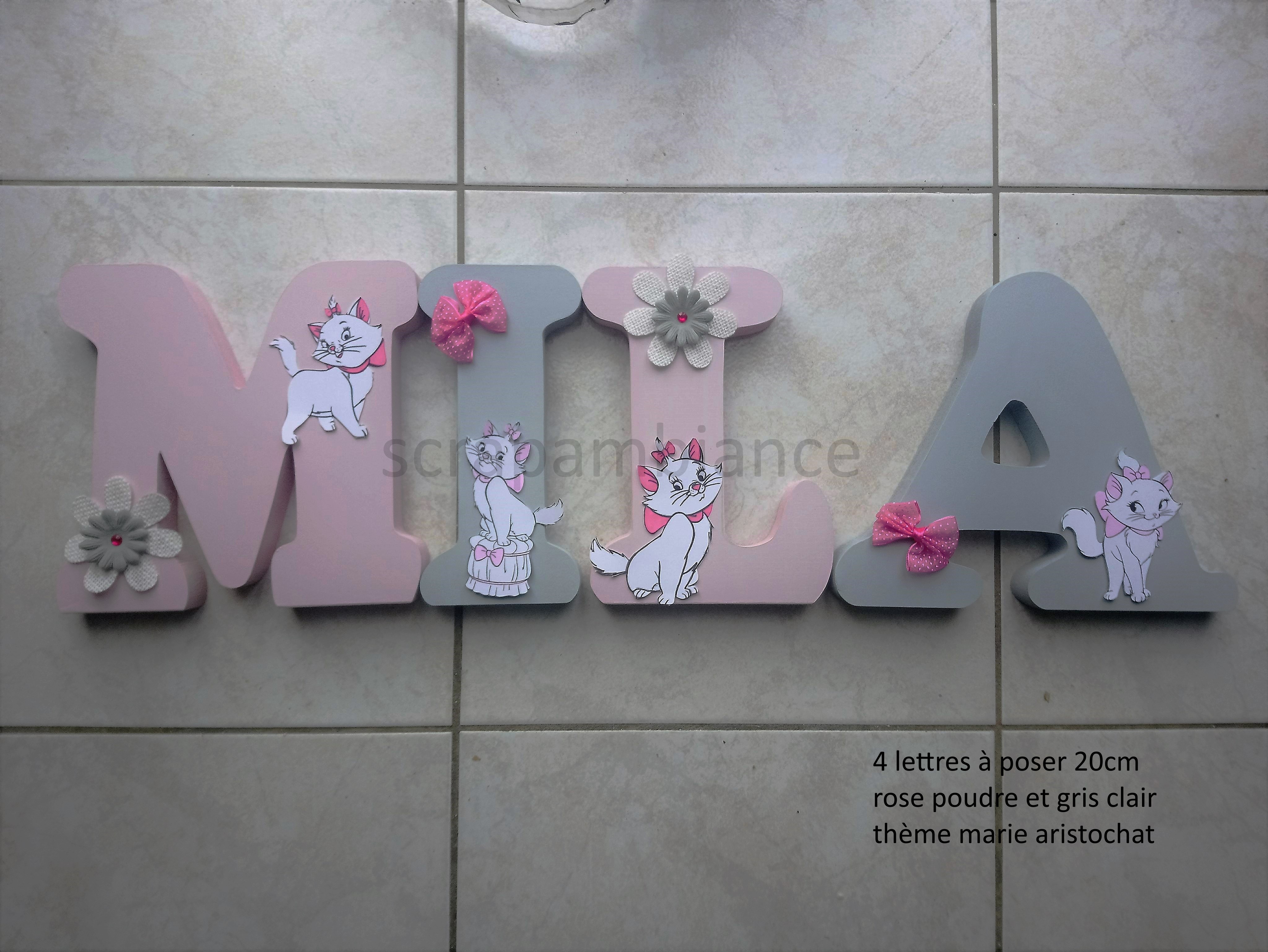 Lettre Prenom En Bois Prenom En Bois Lettre Decoration Chambre Lettre Decoration Bebe Lettre A Poser Prenom A Poser Personnalise Theme Marie Aristochats cm De Hauteur Enfants Cadeaux Naissance Par Scrapambiance