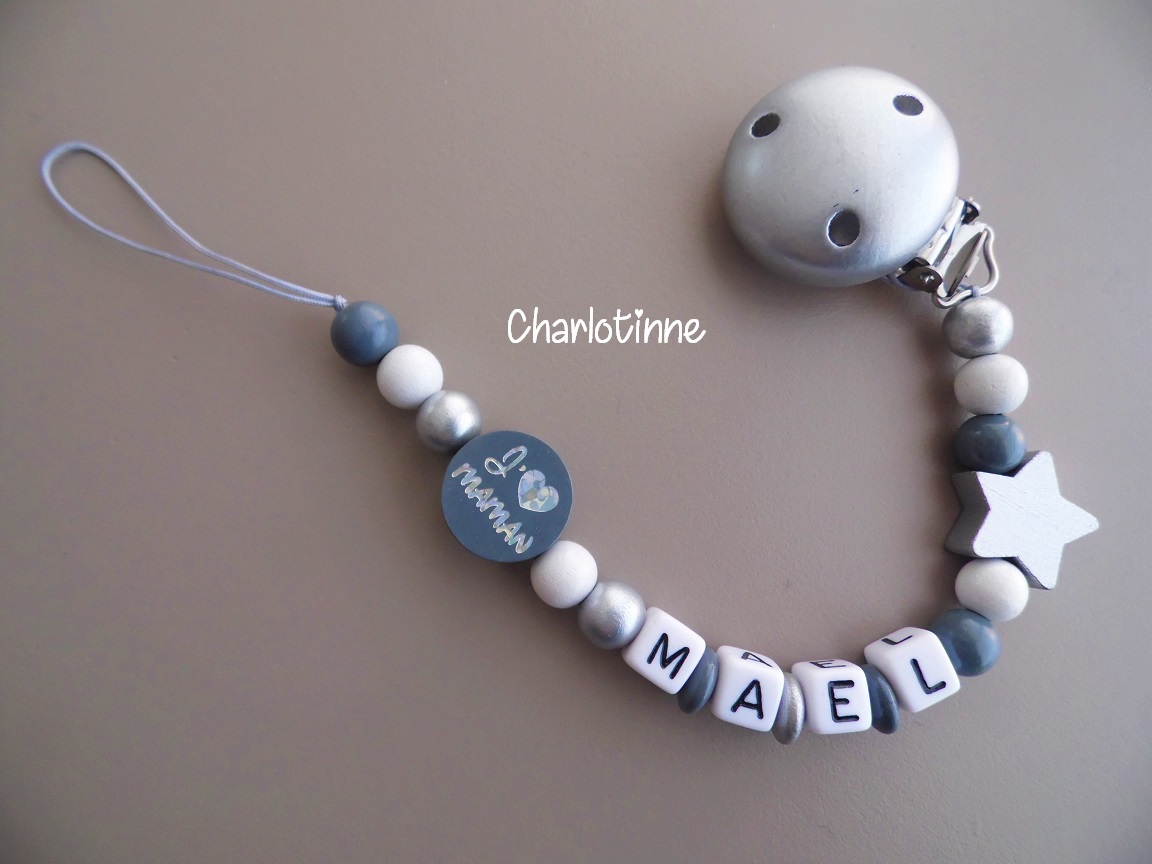 Attache sucette personnalisable j aime papa//maman