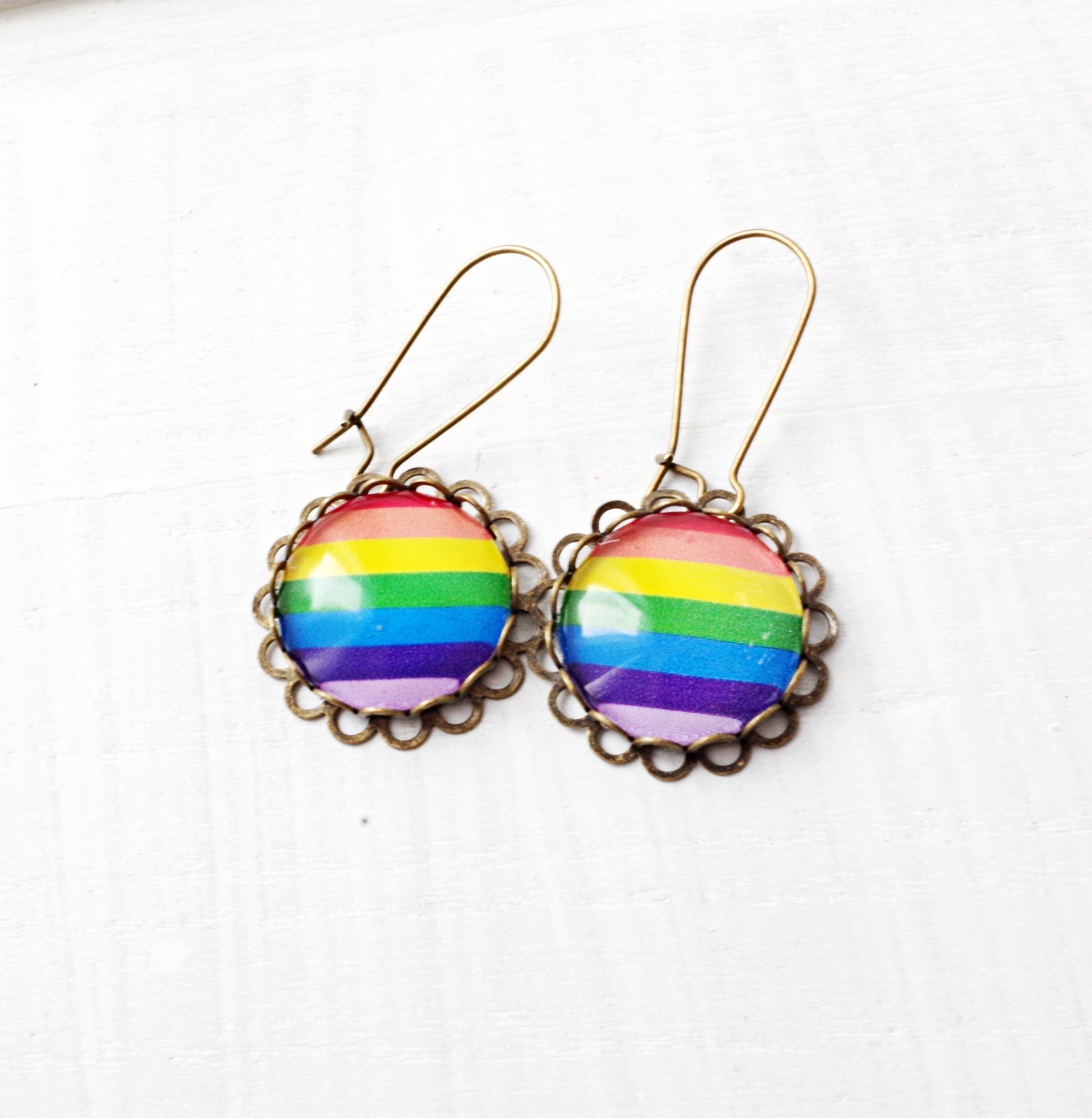 Rainbow stripe earrings gay pride earrings lesbian jewelry gift for gay rainbow earrings lgbt jewelry gay pride flag colorful earrings par starjasmine33
