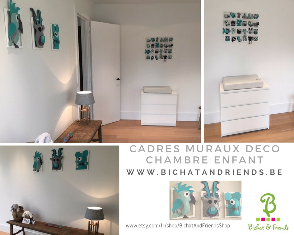 Decoration Chambre Enfant Et Bebe Unique En Feutrine Aqua Gris Turquoise Accessoires Bebe Par Decobebe