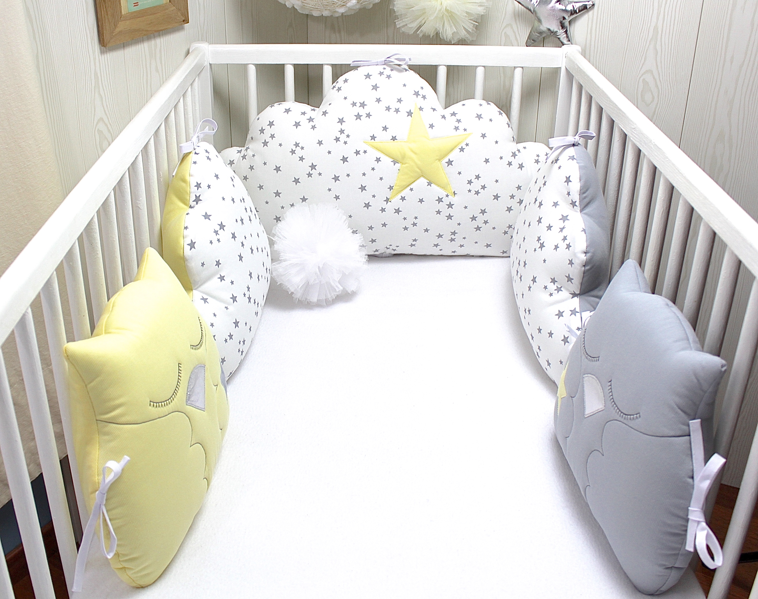 Tour De Lit Bebe 60cm Large Nuages Et Hiboux Gris Et Jaune Accessoires Bebe Par Petitlion Tour De Lit Bebe 60cm Large Nuages Et Hiboux Gris Et Jaune Accessoires Bebe Par Petitlion