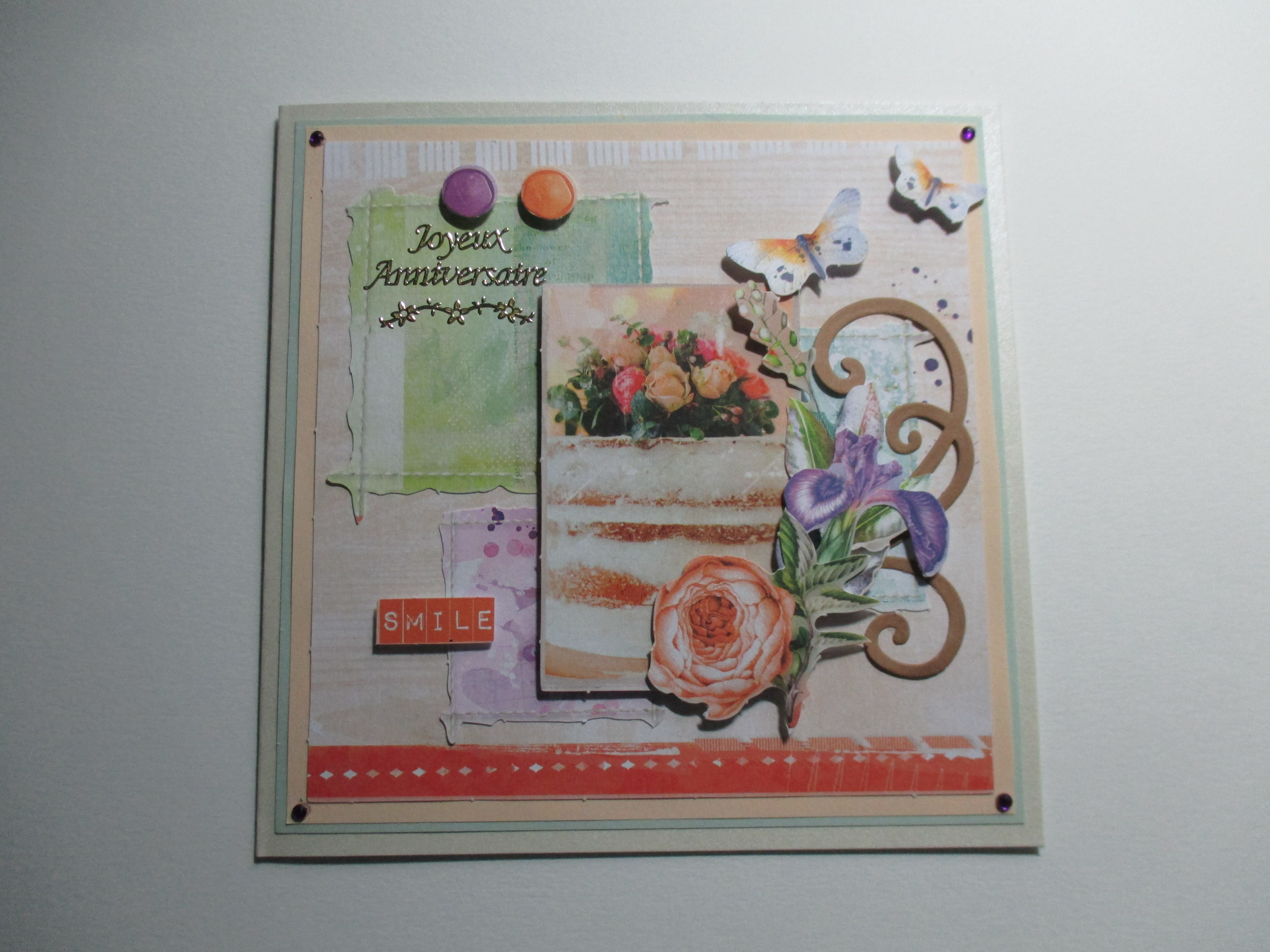 Carte 3d Fleurs Et Papillons Joyeux Anniversaire Papeterie Cartes 3d Par Aufildescartes