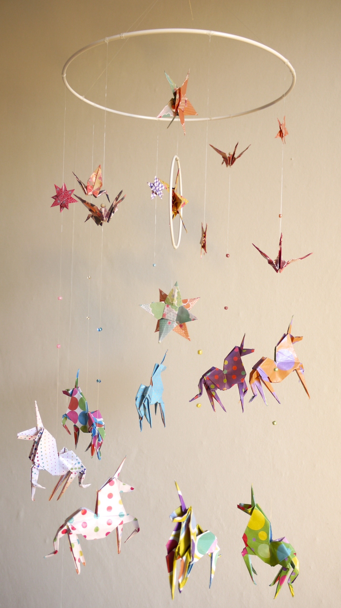 Mobile Suspension En Spirale Chambre Enfant Bebe En Origami Licorne Etoile Grue Bebe Accessoires Bebe Par Parisdepapiers