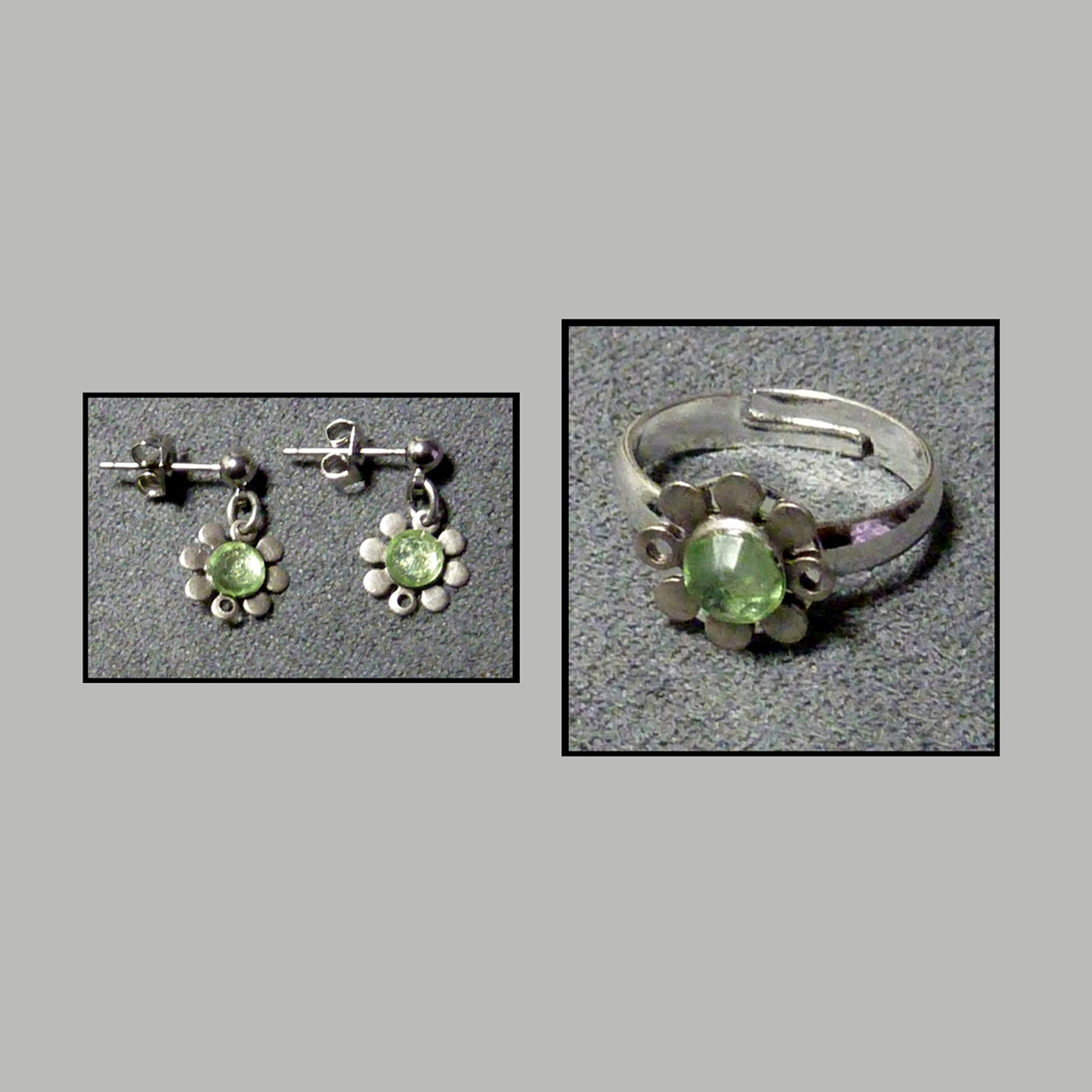 Boucles d'oreilles pour enfant en argent fleur rose et points rouges