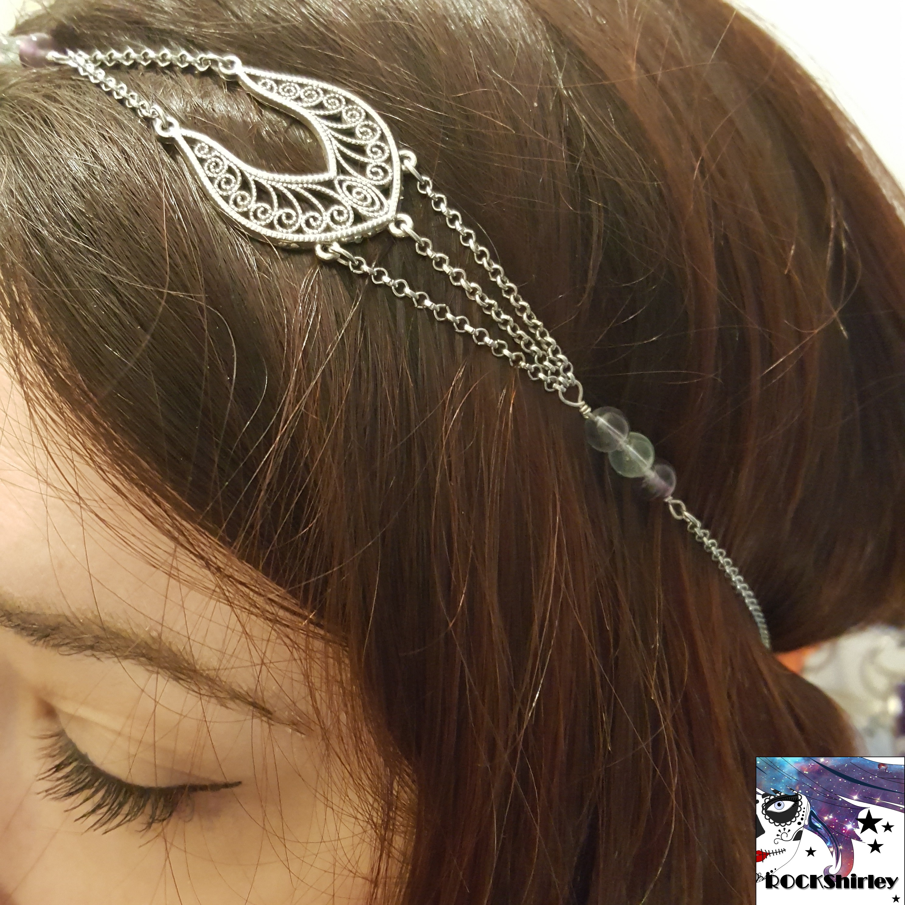  Ga a  headband bijou  argent  connecteur arabesque et 