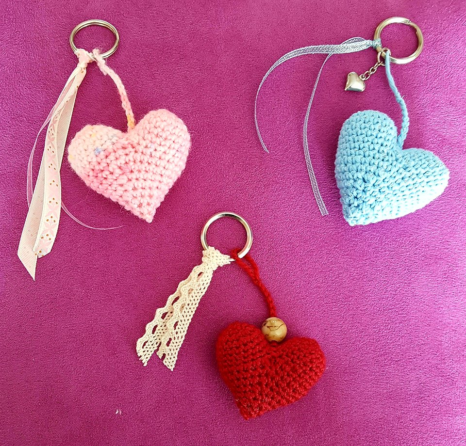 Porte-clés Coeur en tricotin