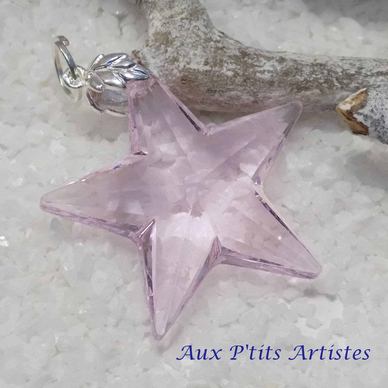 Pendentif Étoile En Cristal Taille 4,3 Cm - Reflets Bleu/Violet/Rose N°2458