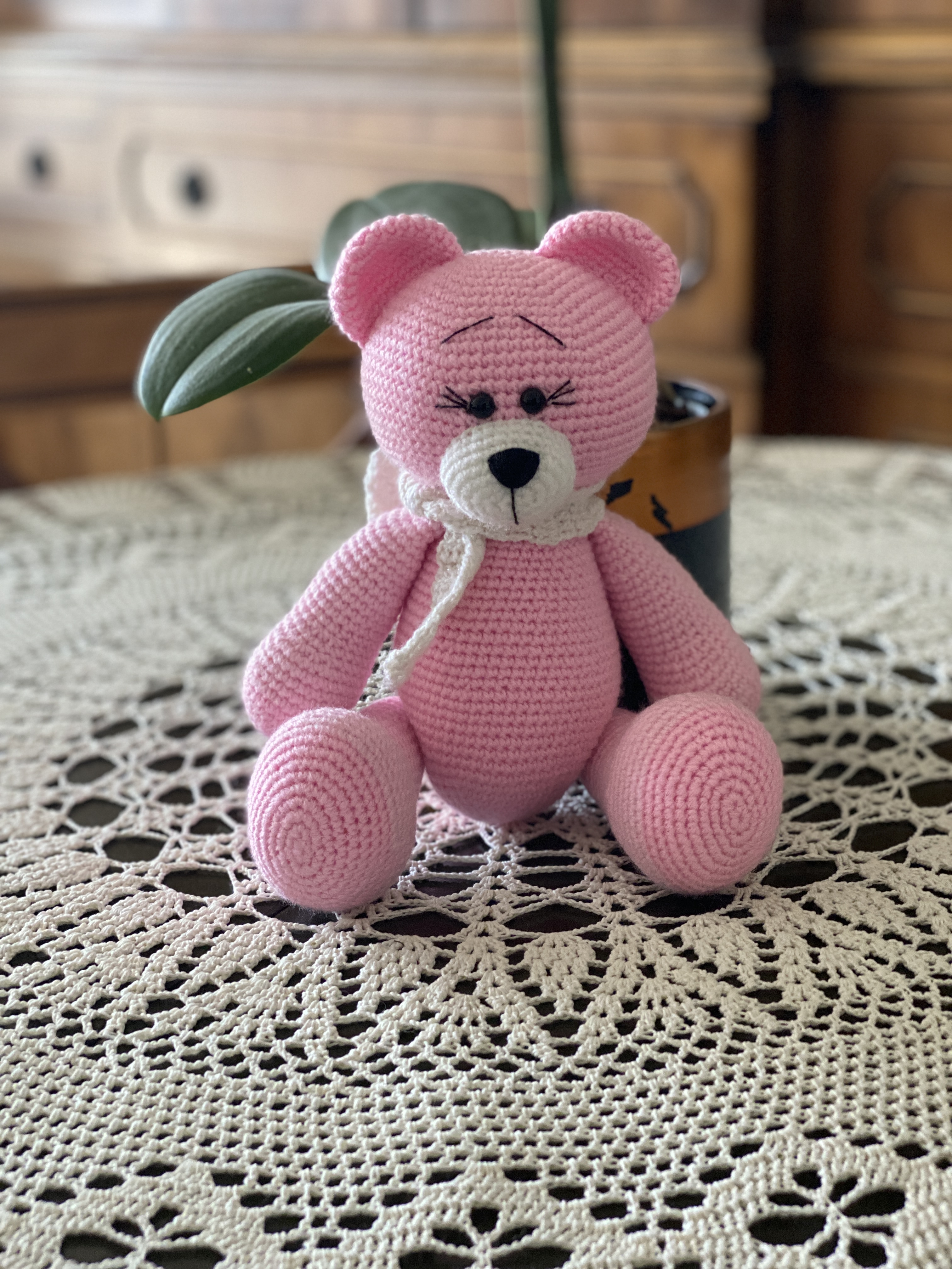 ours rose crochet amigurumi animal peluche crochet cadeau naissance doudou  ours tricot poupée crochet cadeau anniversaire doux ours fait main