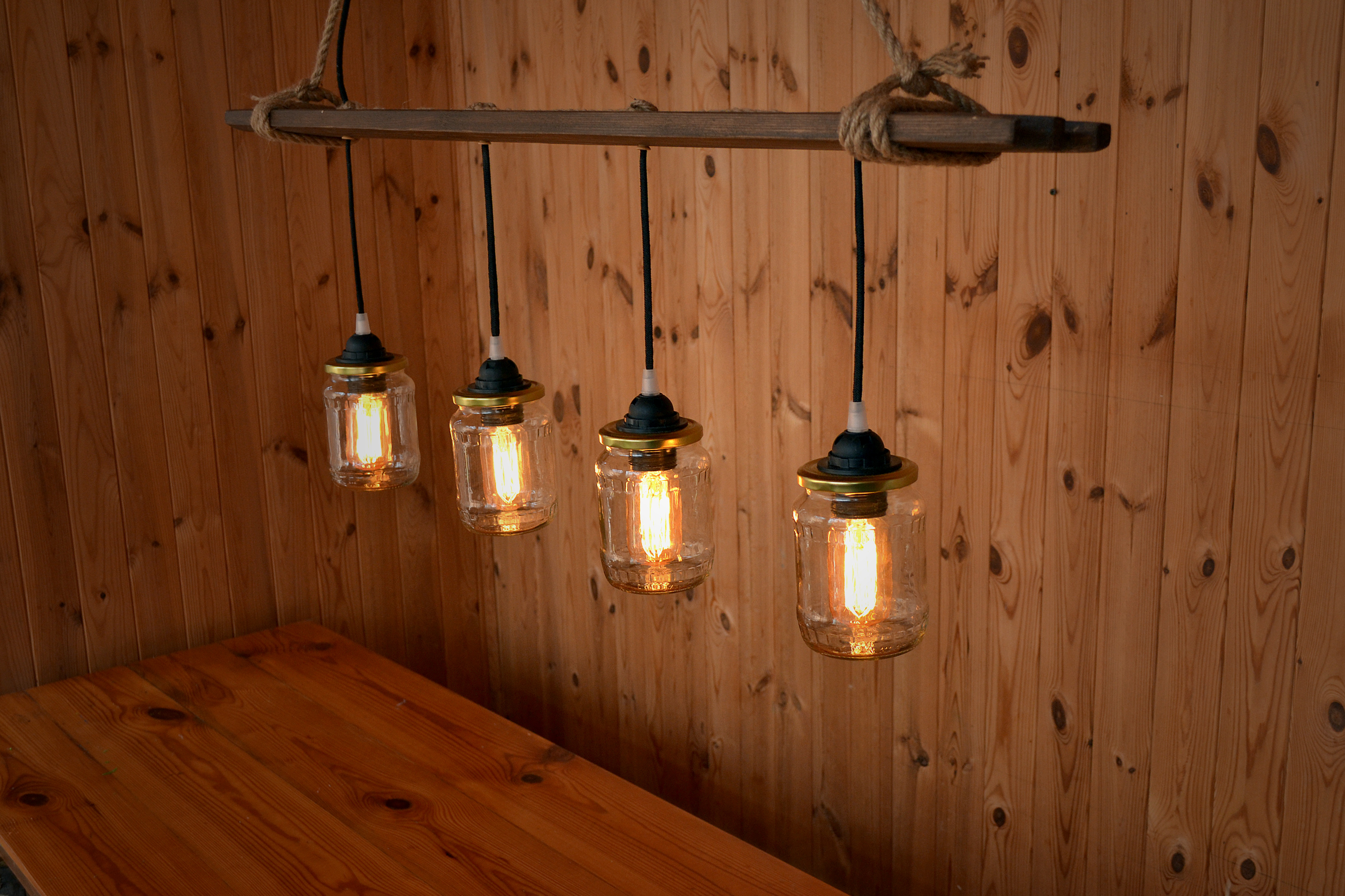 Pendentif Lampe En Bois D Un Bocal