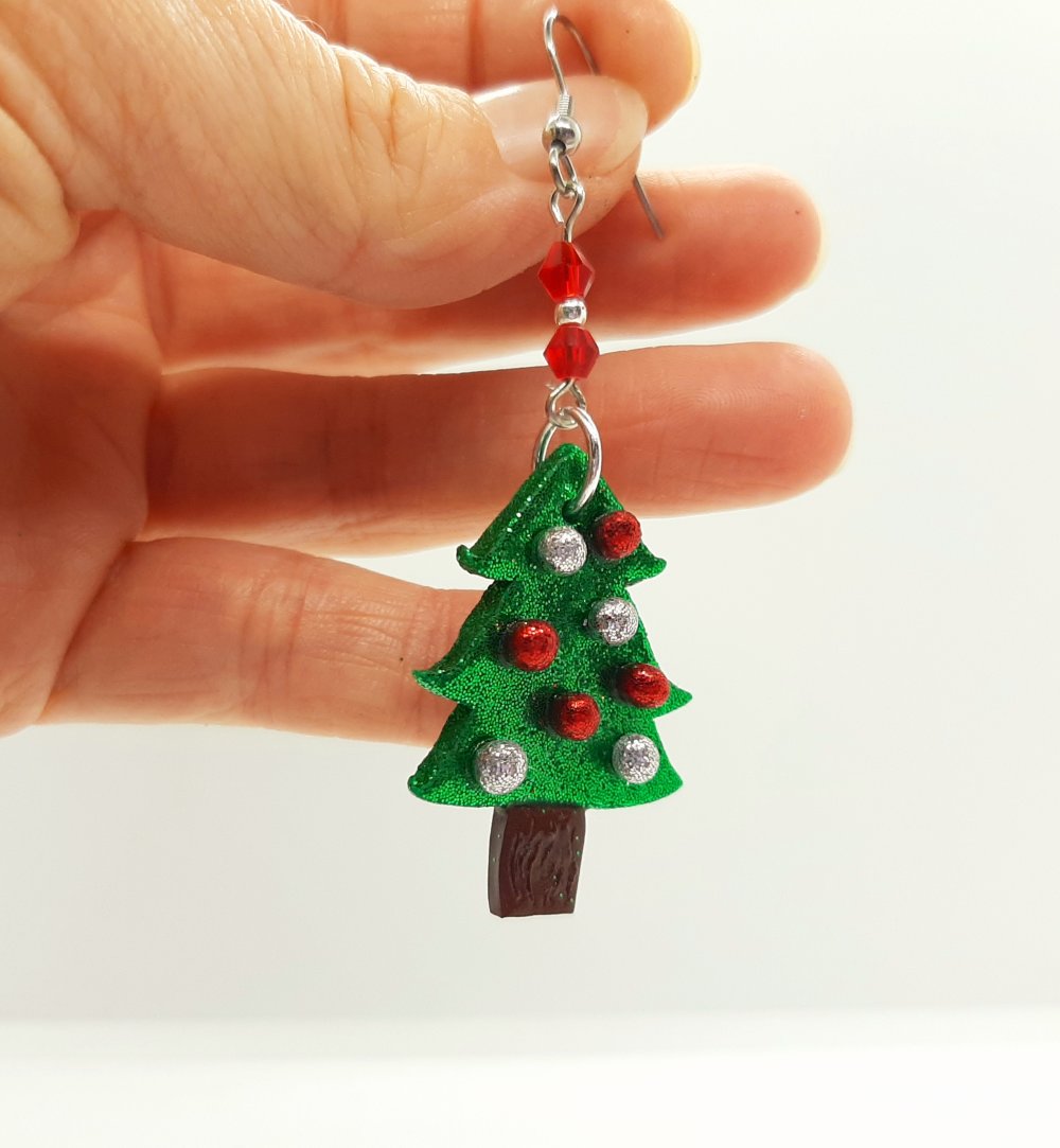 Boucles d'oreilles sapin de Noël émail - Bijoux collection Noël