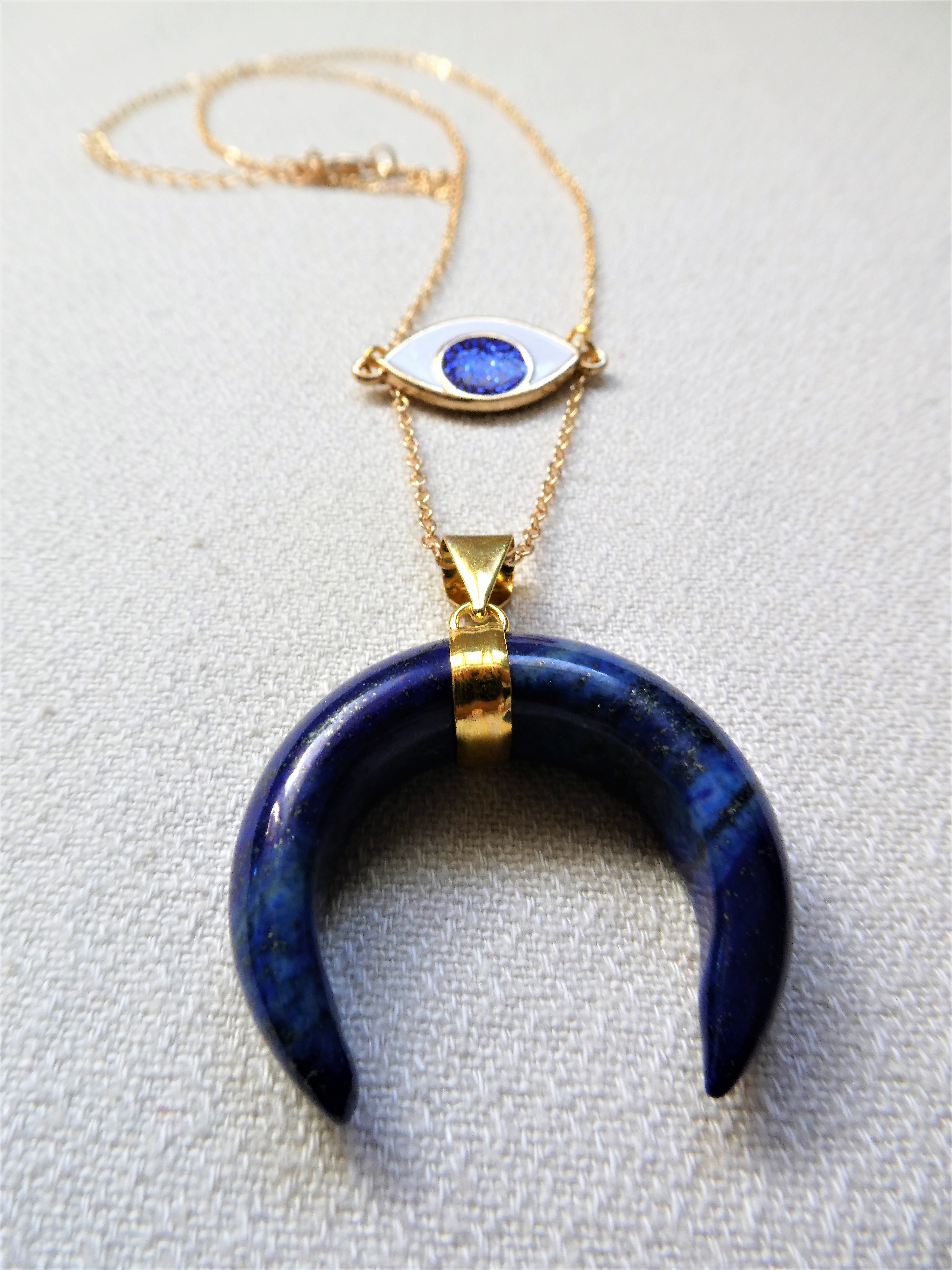 Collier pierre naturelle bleue lune. : accessoires-femme par ...