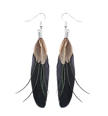 Feather Earrings White Ethnic Jewelry Indian Feather Earrings White Ethnic Jewelry Indian Blue Leaf Pink Bohemian