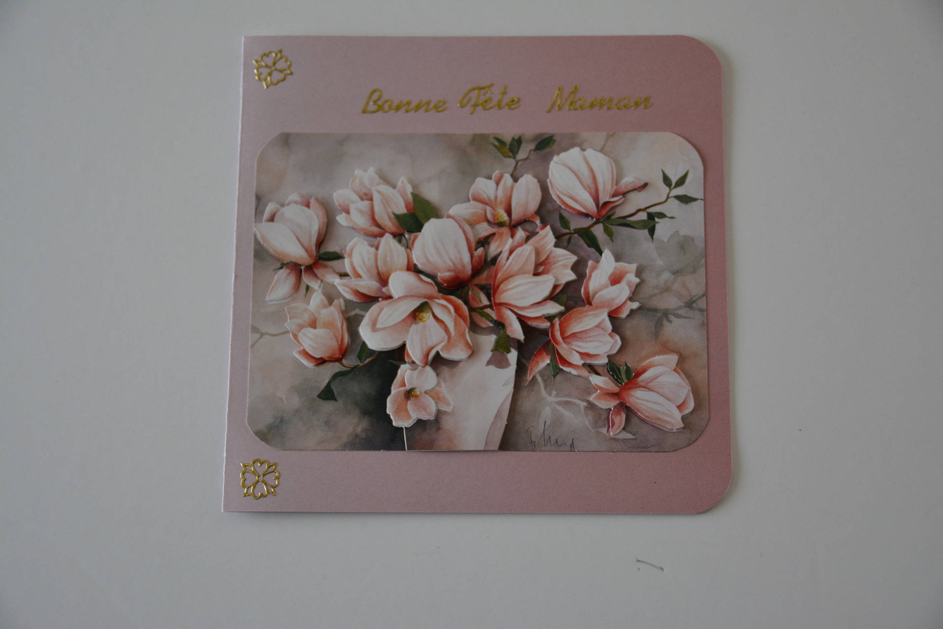 Carte Fleurs Magnolia En 3 Dimensions Bonne Fete Maman Par La Dame De Coeur