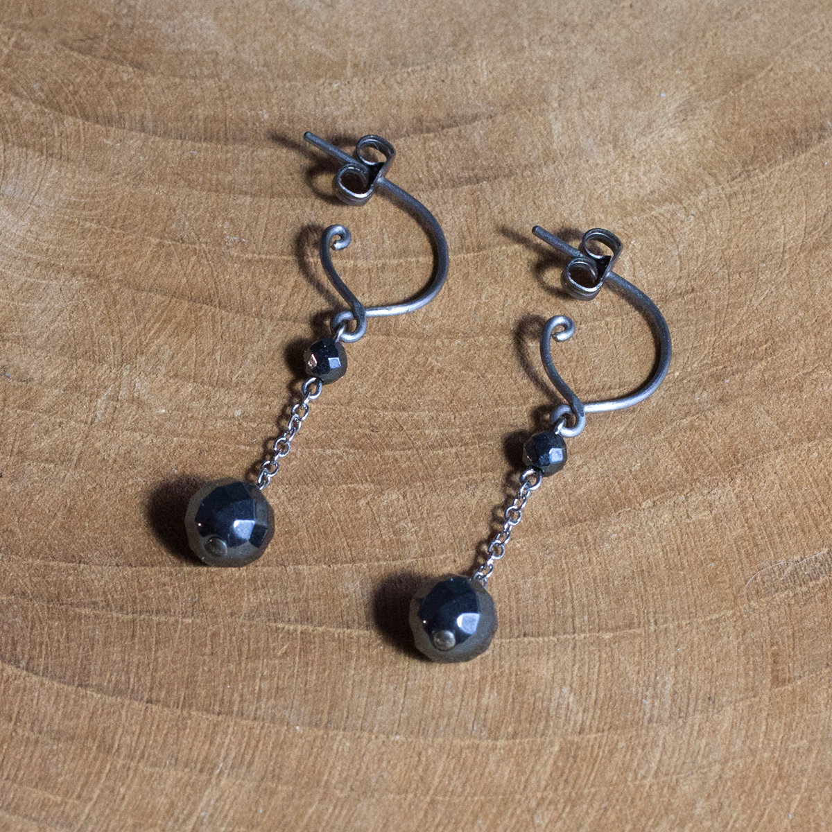 Boucles d'oreilles créoles pendantes avec perles en croix - Longue chaîne - Piercing punk hip-hop - Pour homme et femme - Acier inoxydable chirurgical - Argent, Métal., Oxyde de zirconium