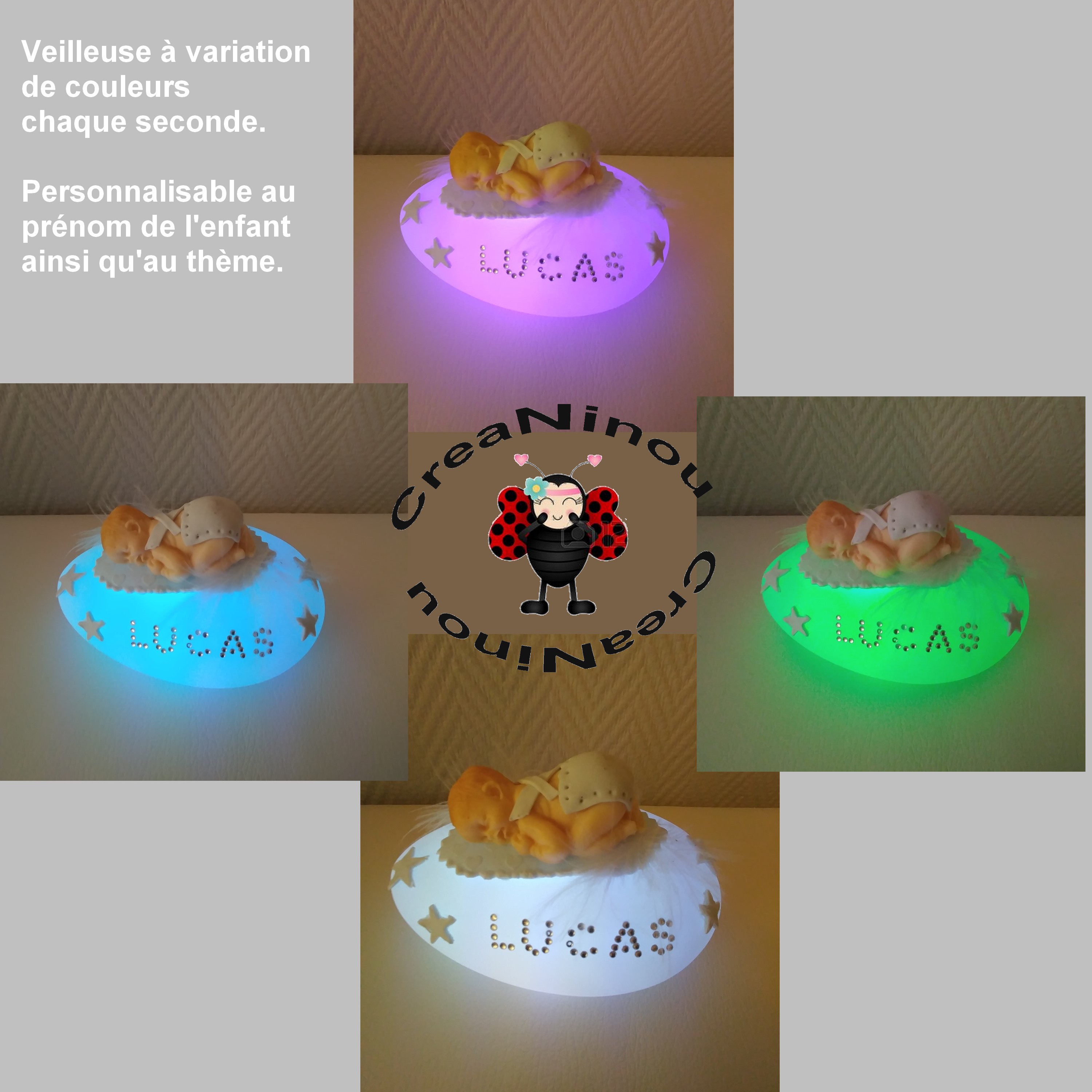 Veilleuse personnalisable accessoiresbebe par creaninou
