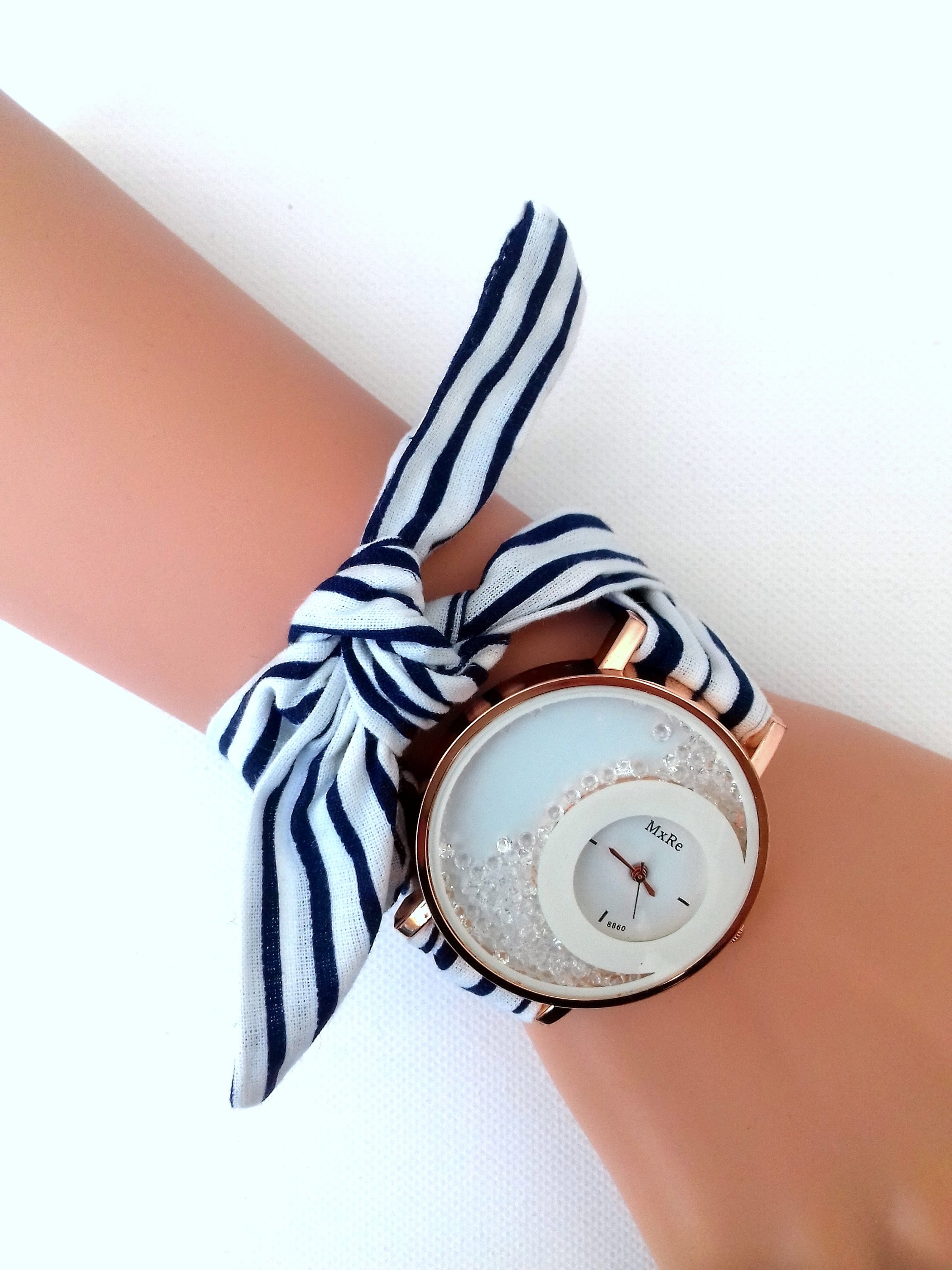 Montre bracelet en tissu interchangeable femme kcreabijoux