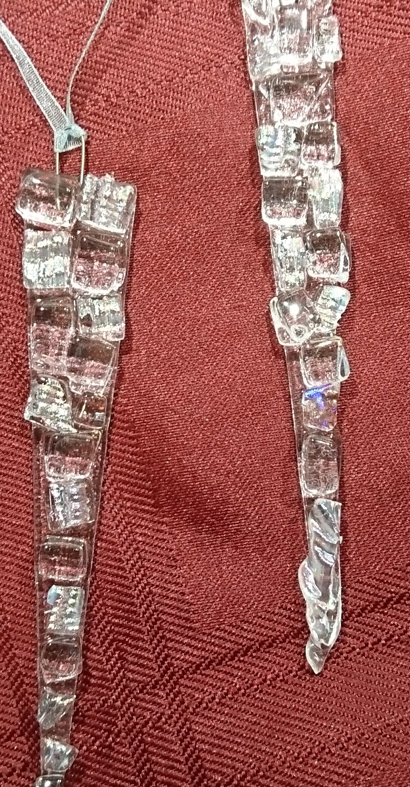 Decoration noel stalactite de glace verre fusing artvitraux par artverre