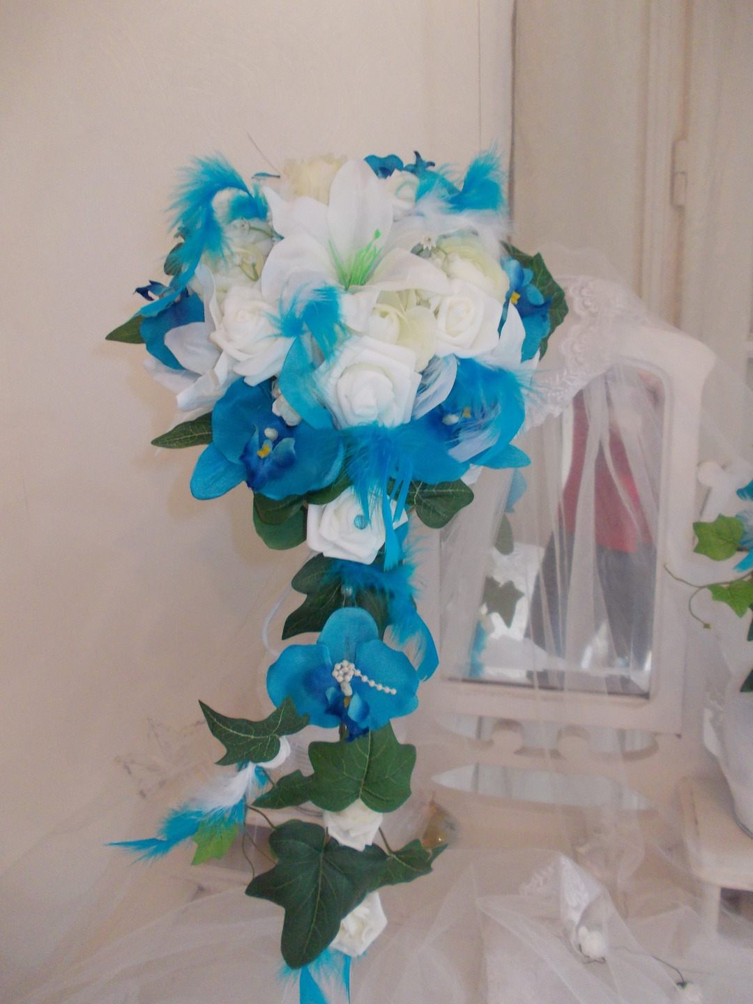 Bouquet mariée turquoise et blanc : accessoires-autres-accessoires par  mariage