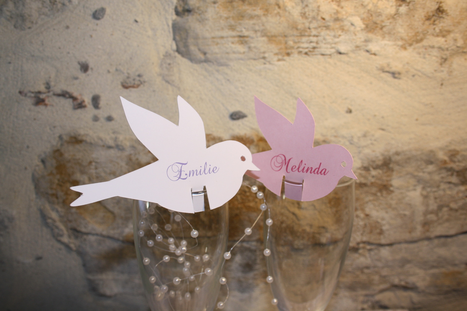Lot De 6 Marque Place Oiseau Personnalisé Pour Baptême Communion Anniversaire