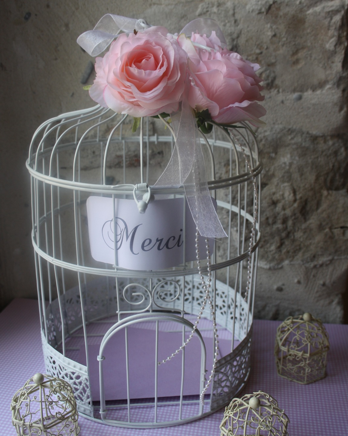 Urne Cage à Oiseaux Pour Baptême Mariage Anniversaitre Ou Communion Pour Une Décoration Vintage